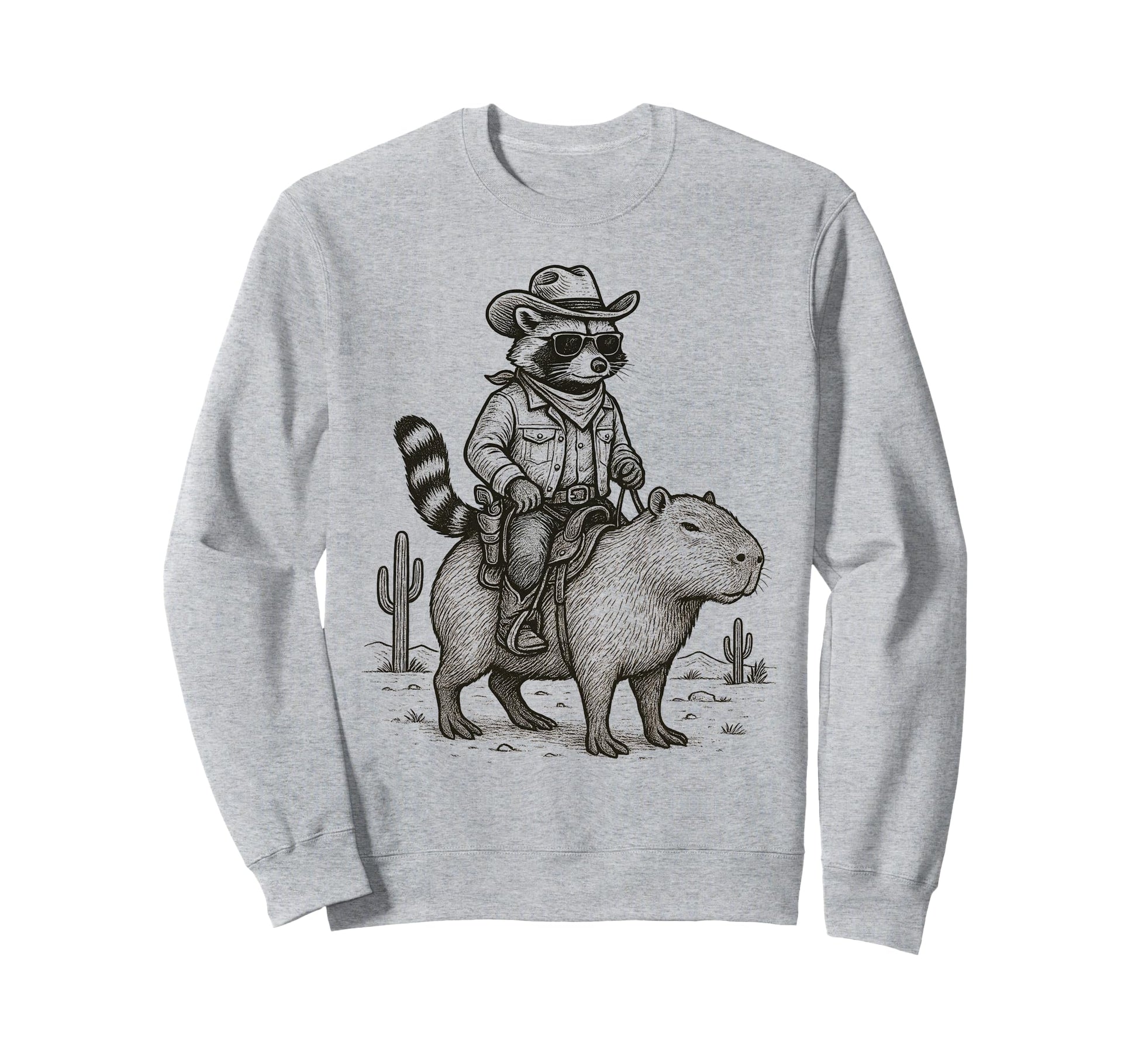 Country Cowboy Raccoon Riding Sweatshirt - Minimalist Print Unisex - T-Shirt, Sweatshirt, Hoodie