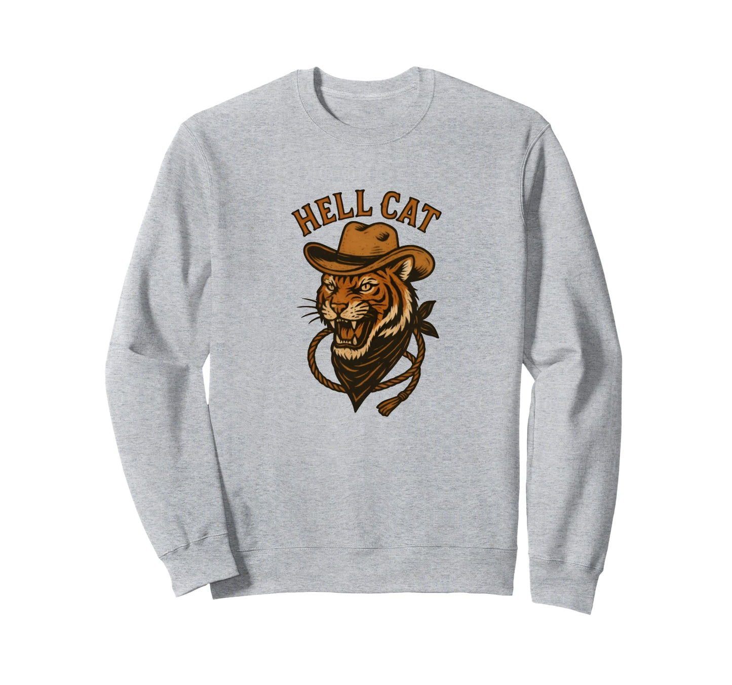 Hell Cat Western Tiger Cowboy Sweatshirt - Streetwear Style for Adults - T-Shirt, Sweatshirt, Hoodie