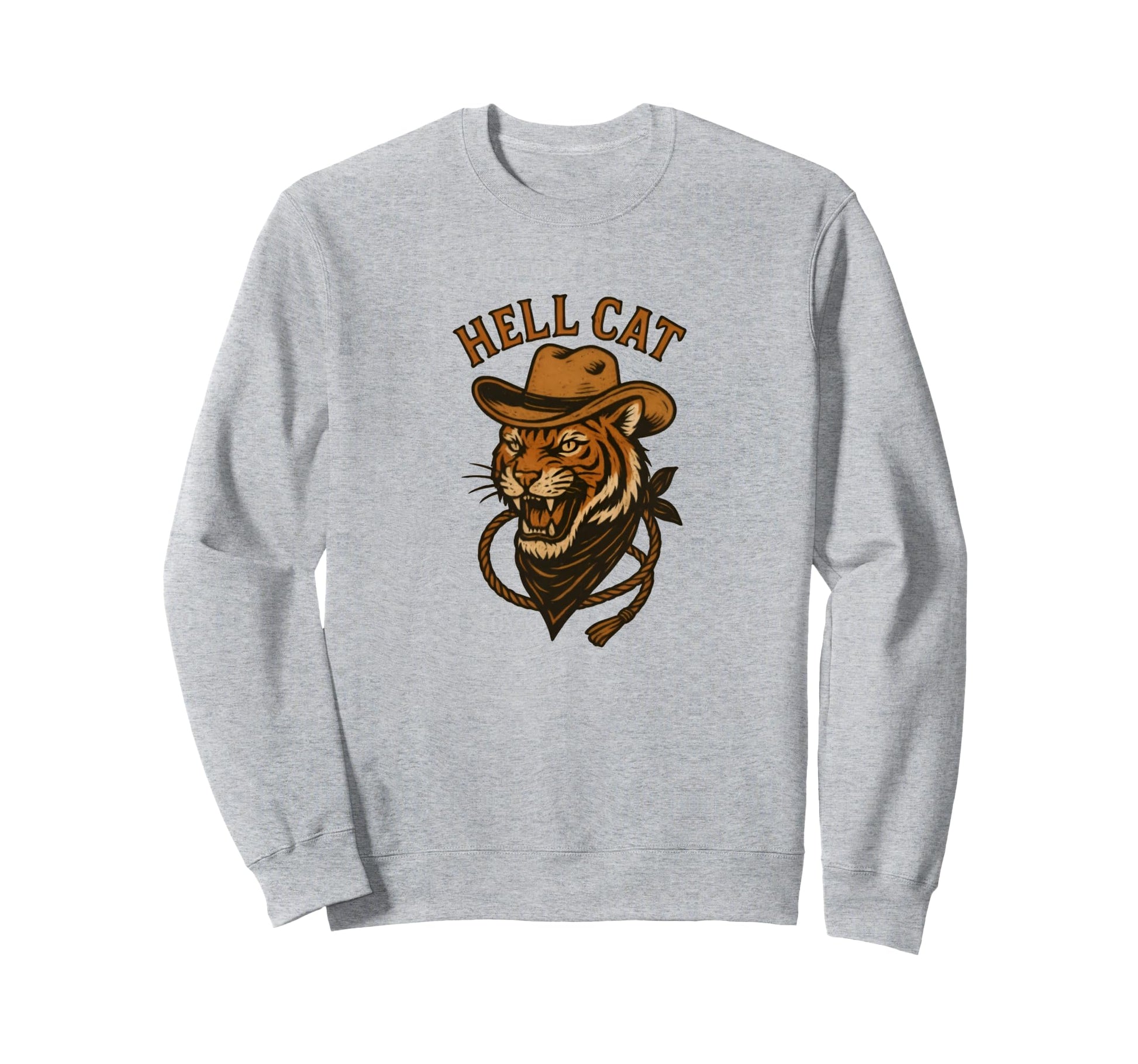 Hell Cat Western Tiger Cowboy Sweatshirt - Streetwear Style for Adults - T-Shirt, Sweatshirt, Hoodie