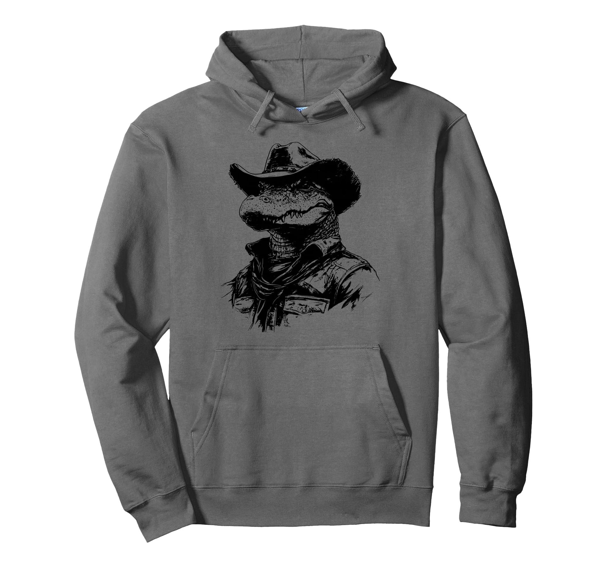 Minimalist Line Art Aligator Cowboy Hoodie - Casual Everyday Wear Unisex - T-Shirt, Sweatshirt, Hoodie