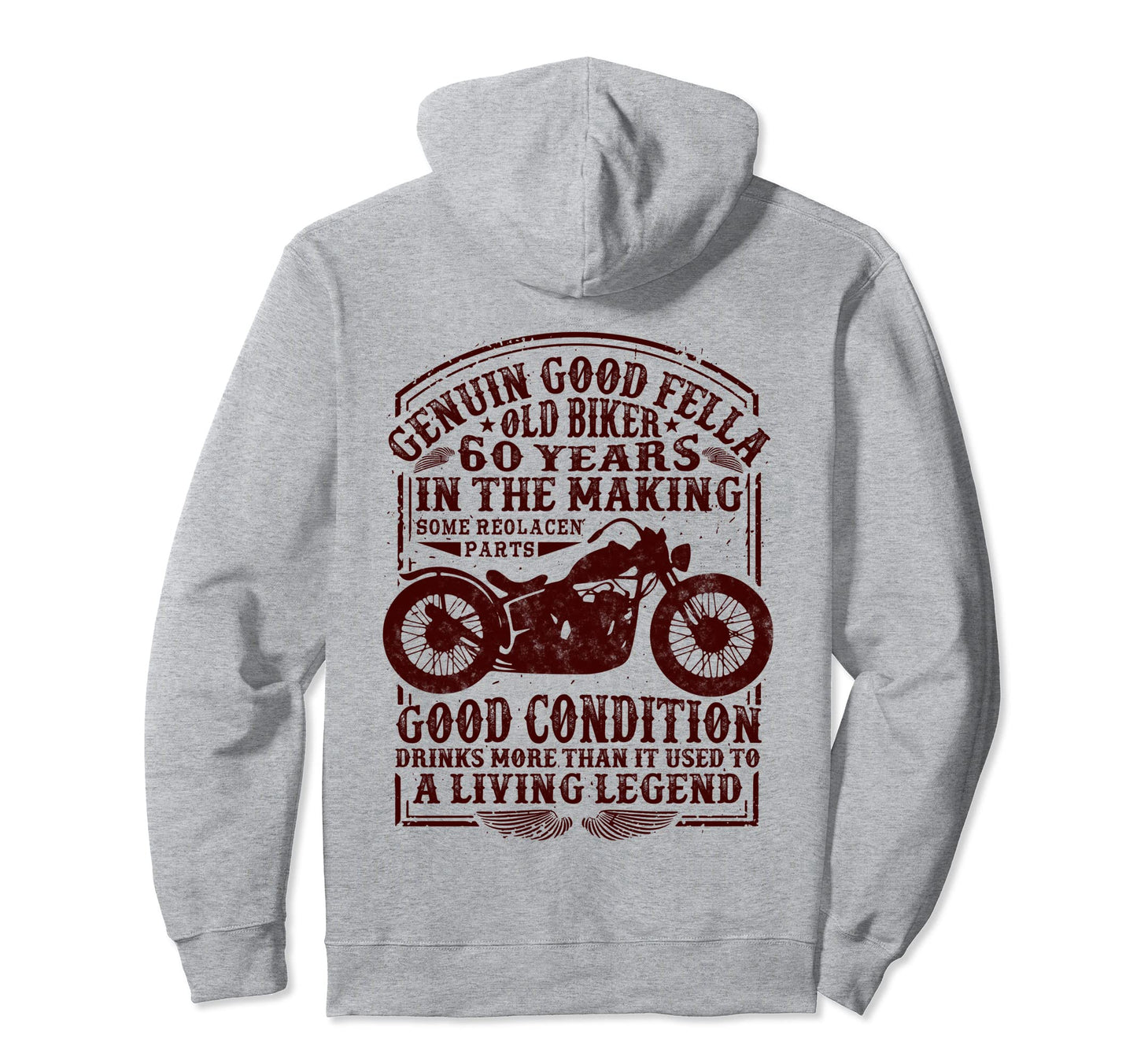 60 Years Old Biker Birthday Hoodie - Minimalist Print Men Women - T-Shirt, Sweatshirt, Hoodie