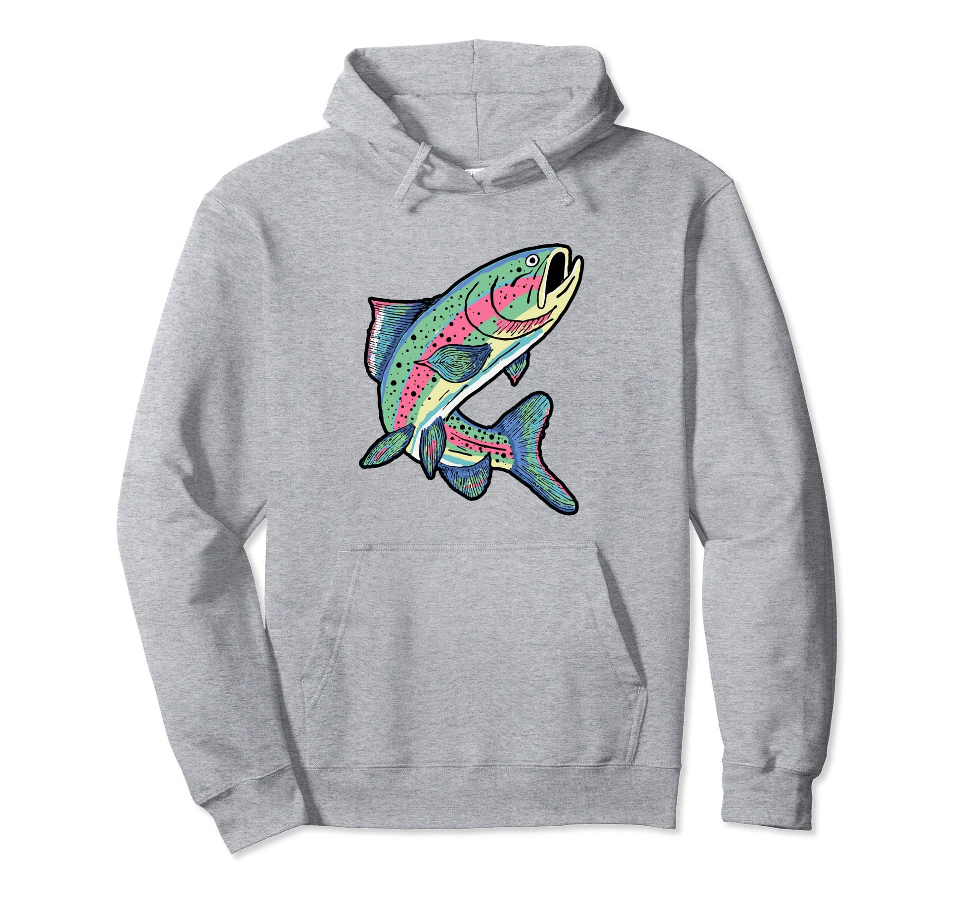 Rainbow Trout Illustrated Fly Fishing Hoodie - Custom Art Print Unisex - T-Shirt, Sweatshirt, Hoodie