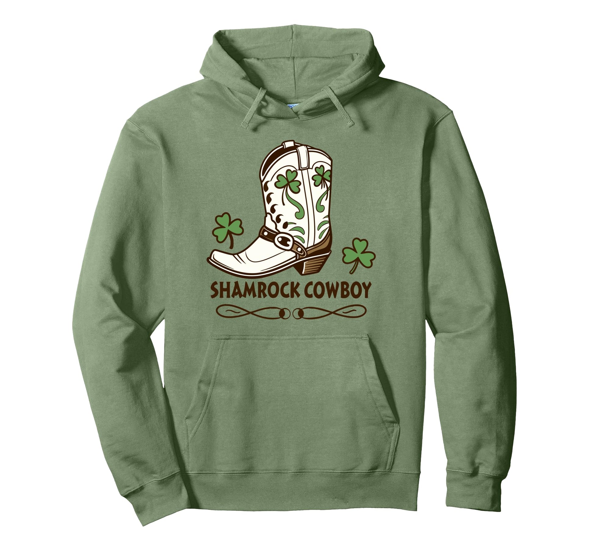 St Paddys Day Texas Cowboy Shamrock Hoodie - Custom Art Print Unisex - T-Shirt, Sweatshirt, Hoodie