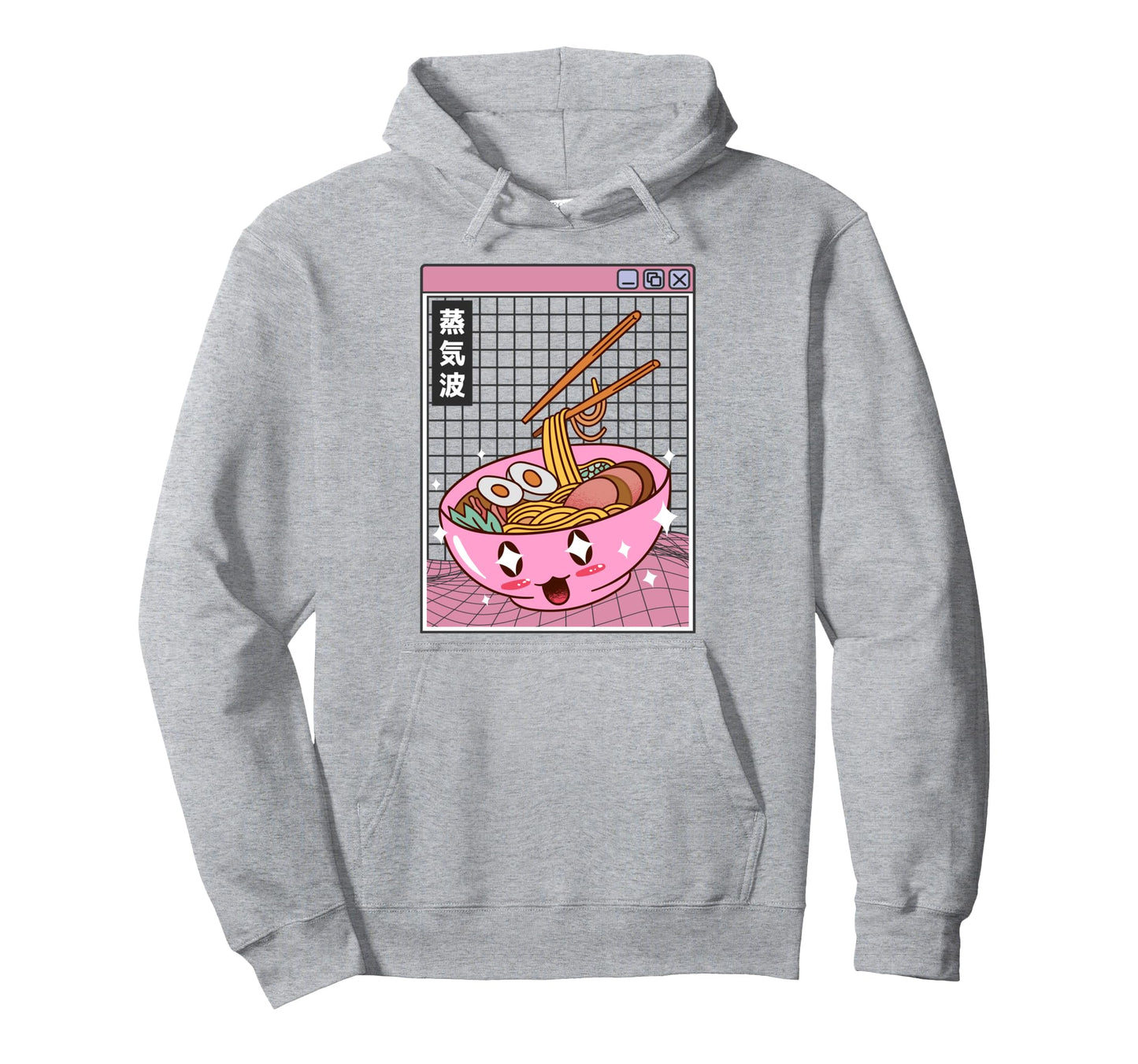 Ramen Noodles Bowl Kawaii Grid Hoodie - Fun Novelty Design Unisex - T-Shirt, Sweatshirt, Hoodie