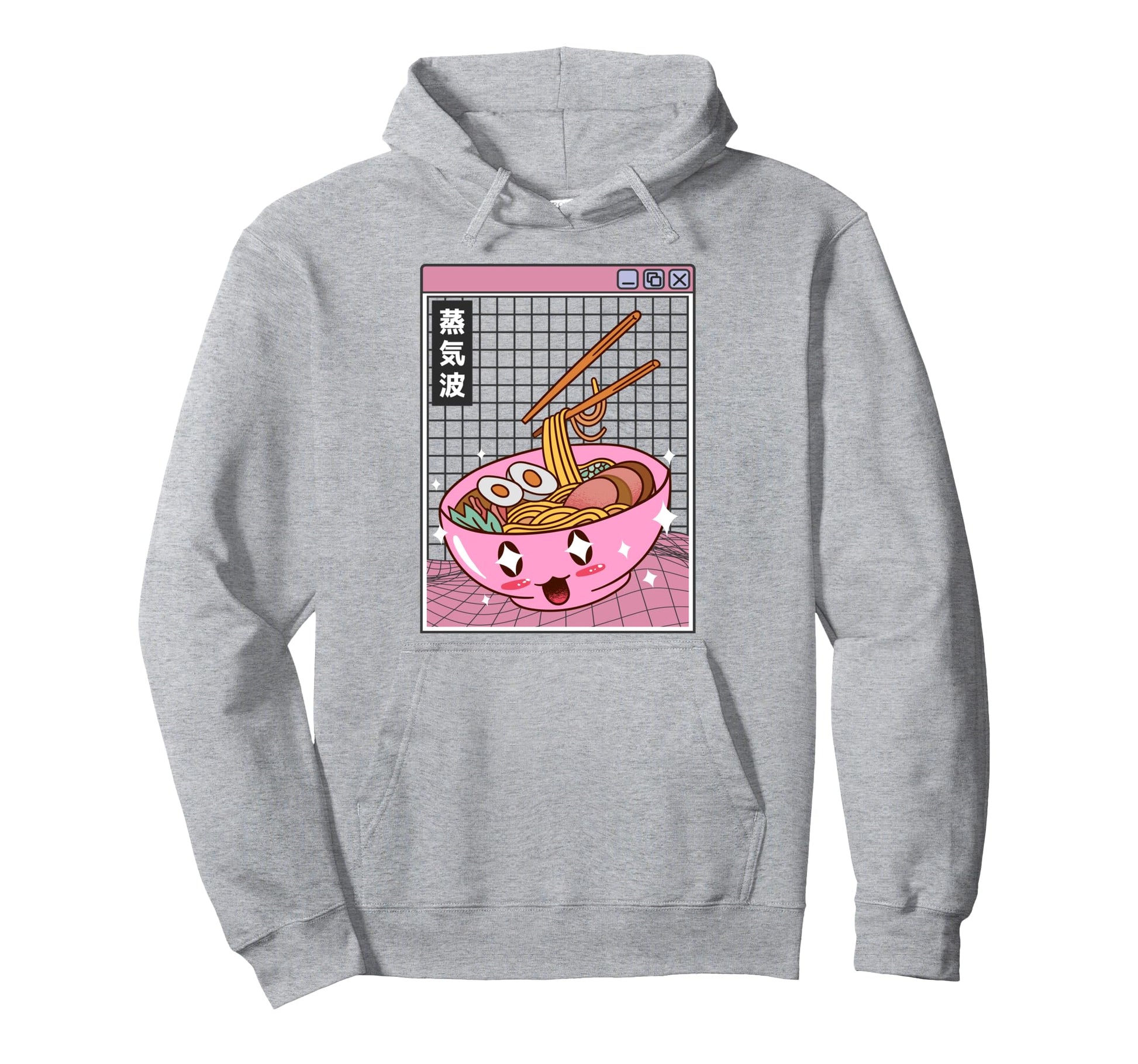 Ramen Noodles Bowl Kawaii Grid Hoodie - Fun Novelty Design Unisex - T-Shirt, Sweatshirt, Hoodie