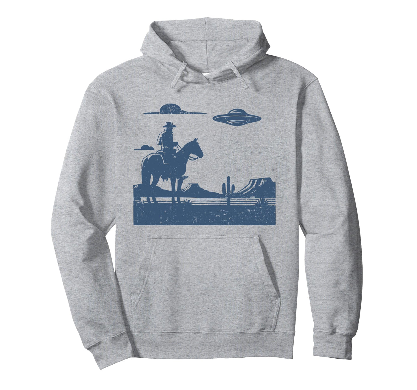 Western Cowboy Ufo Hoodie - Fun Novelty Design Men Women - T-Shirt, Sweatshirt, Hoodie