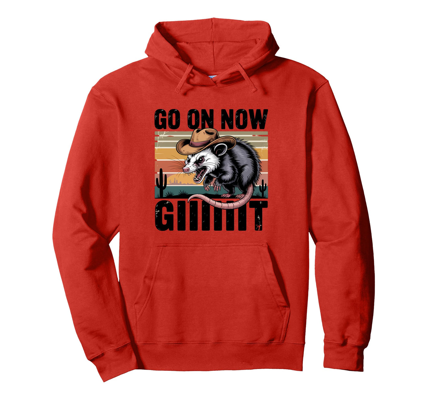 Western Country Cowboy Opossum Go Now Hoodie - Minimalist Print Men Women - T-Shirt, Sweatshirt, Hoodie