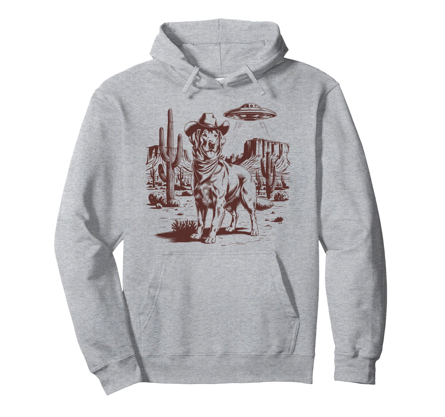 Golden Retriever Ufo Western Alien 90S Cowboy Hoodie - Graphic Print Unisex - T-Shirt, Sweatshirt, Hoodie