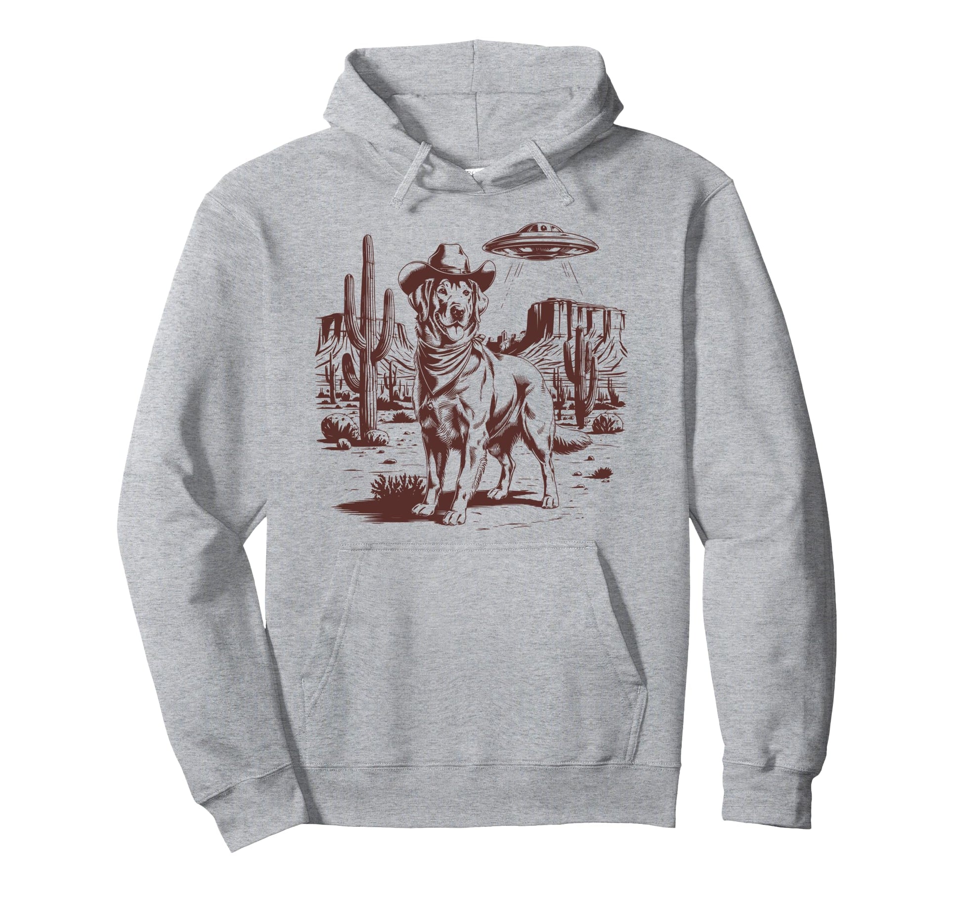 Golden Retriever Ufo Western Alien 90S Cowboy Hoodie - Graphic Print Unisex - T-Shirt, Sweatshirt, Hoodie