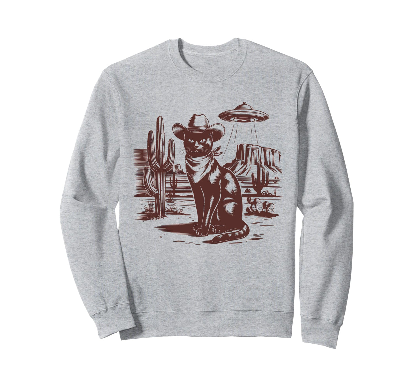 Black Cat Ufo Western Alien 90S Sweatshirt - Unique Graphic Men Women - T-Shirt, Sweatshirt, Hoodie