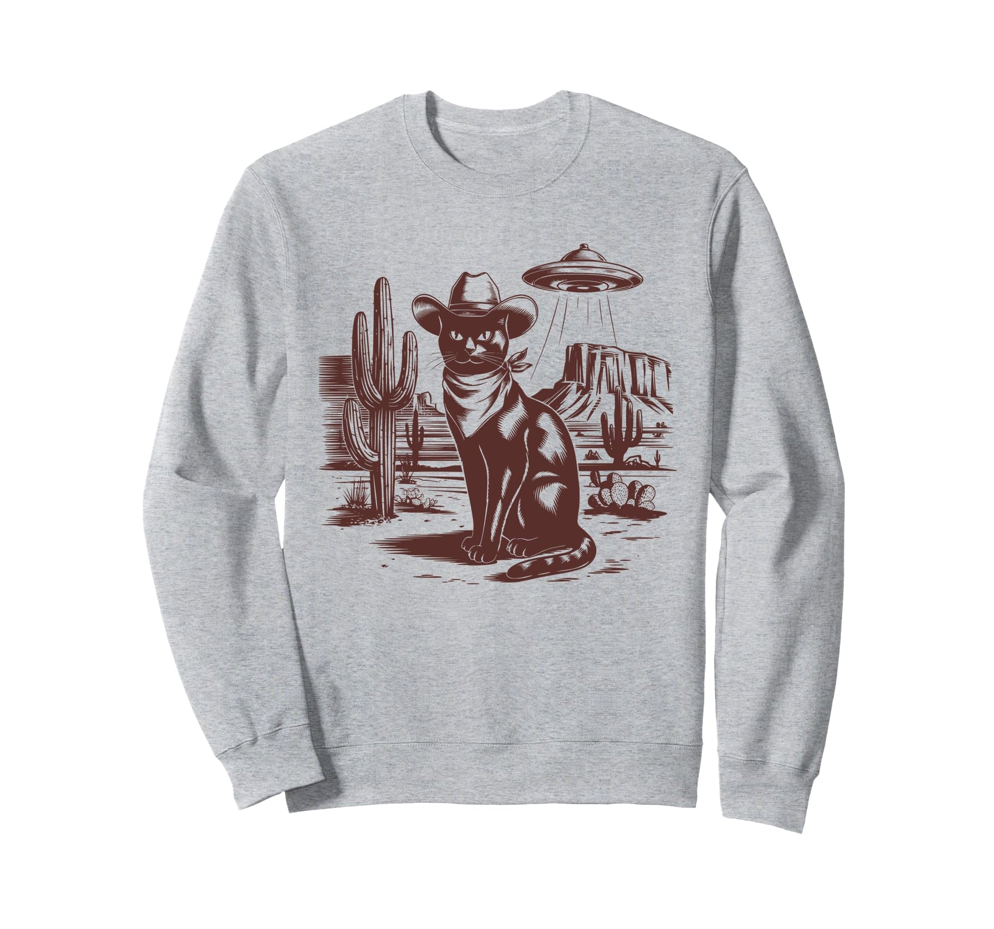 Black Cat Ufo Western Alien 90S Sweatshirt - Unique Graphic Men Women - T-Shirt, Sweatshirt, Hoodie
