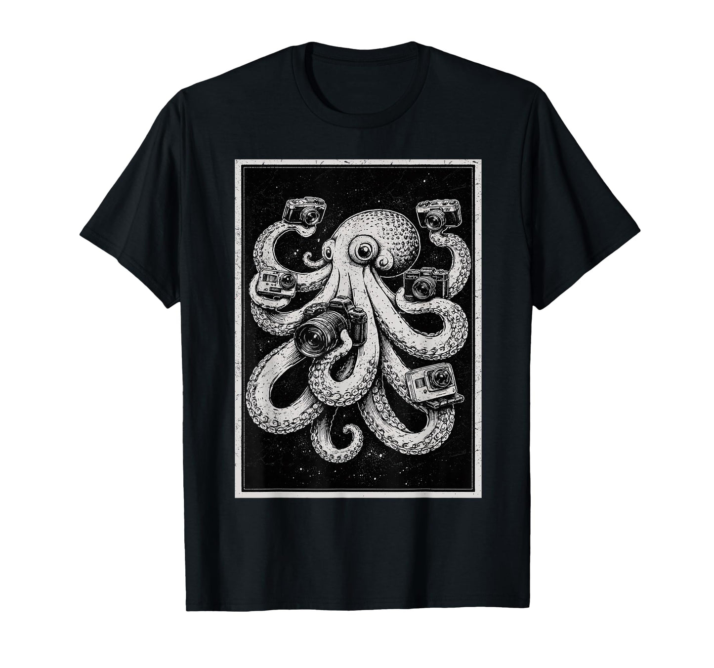 Camera Photographer Octopus Art T-Shirt - Trendy Graphic Men Women - T-Shirt, Sweatshirt, Hoodie