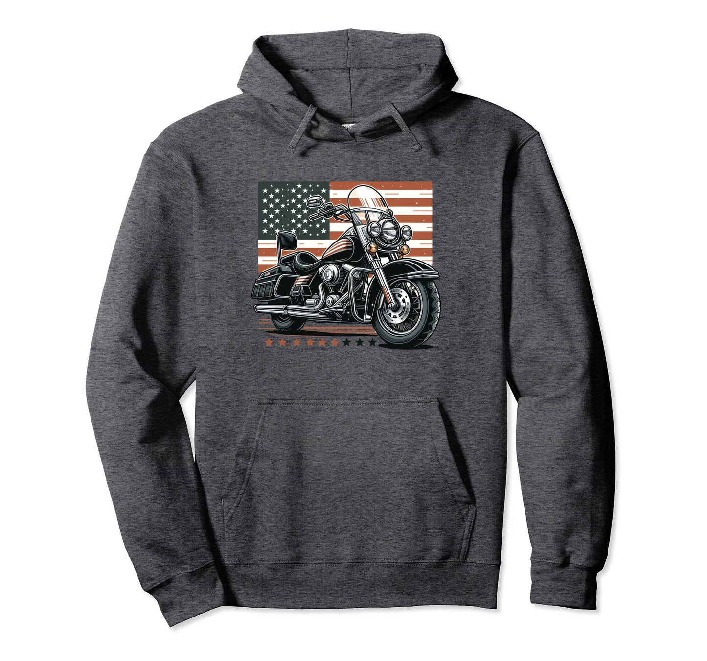 Motorcycle Lovers American Flag Hoodie - Minimalist Print Men Women - T-Shirt, Sweatshirt, Hoodie