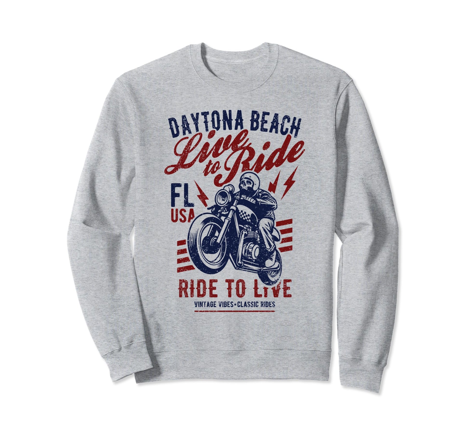 Daytona Beach Florida Motorcycle Sweatshirt - Custom Art Print for Adults - T-Shirt, Sweatshirt, Hoodie