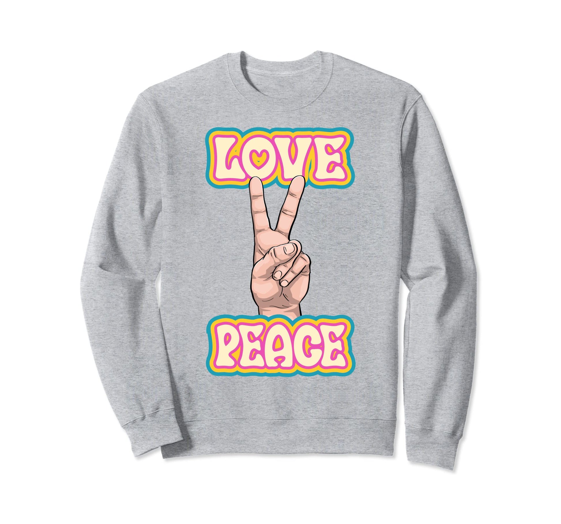 Peace Love Green Yellow Funny Hand Sweatshirt - Unique Graphic Men Women - T-Shirt, Sweatshirt, Hoodie