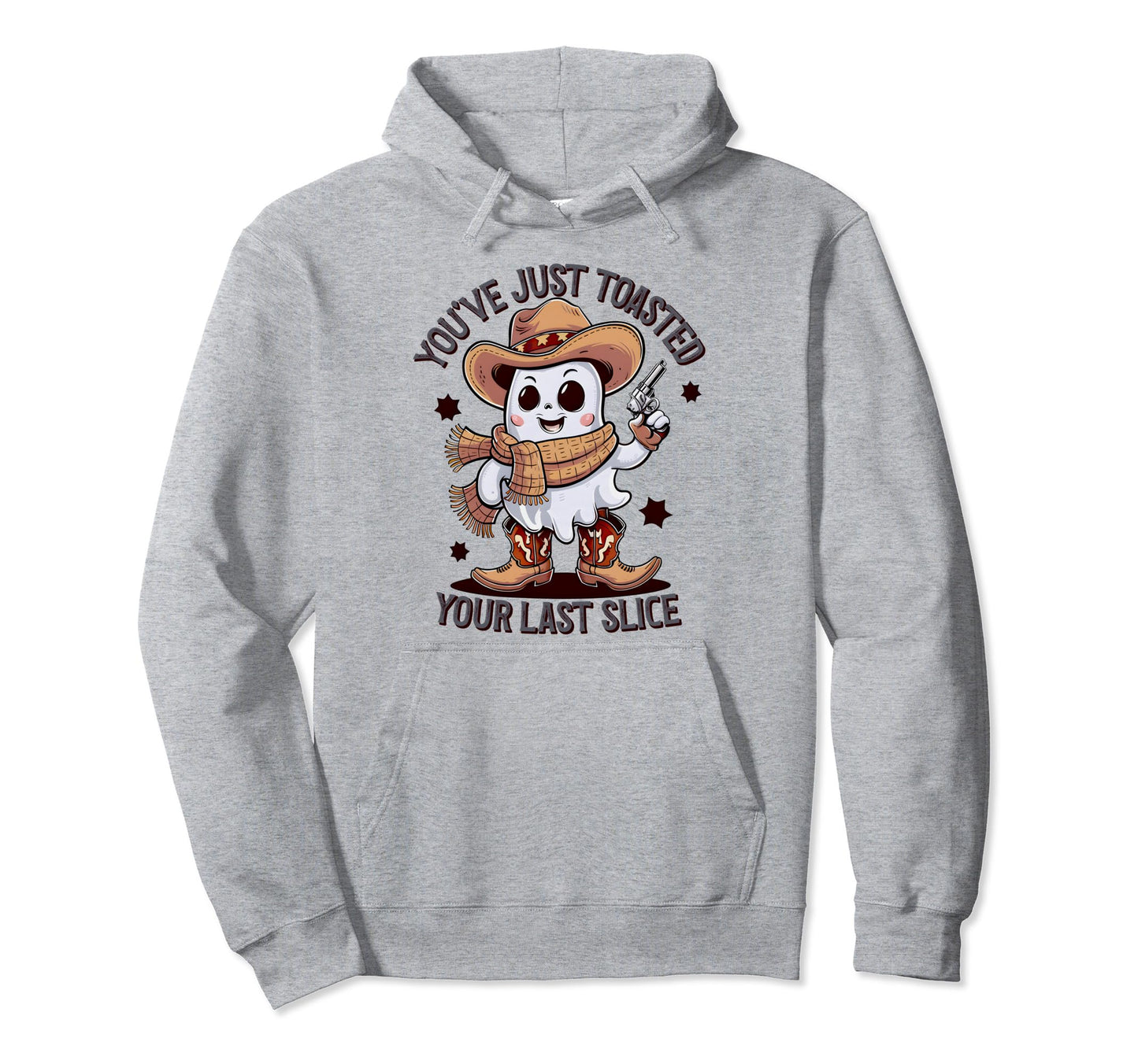 Funny Ghost Halloween Cowboy Western Hoodie - Minimalist Print Unisex - T-Shirt, Sweatshirt, Hoodie
