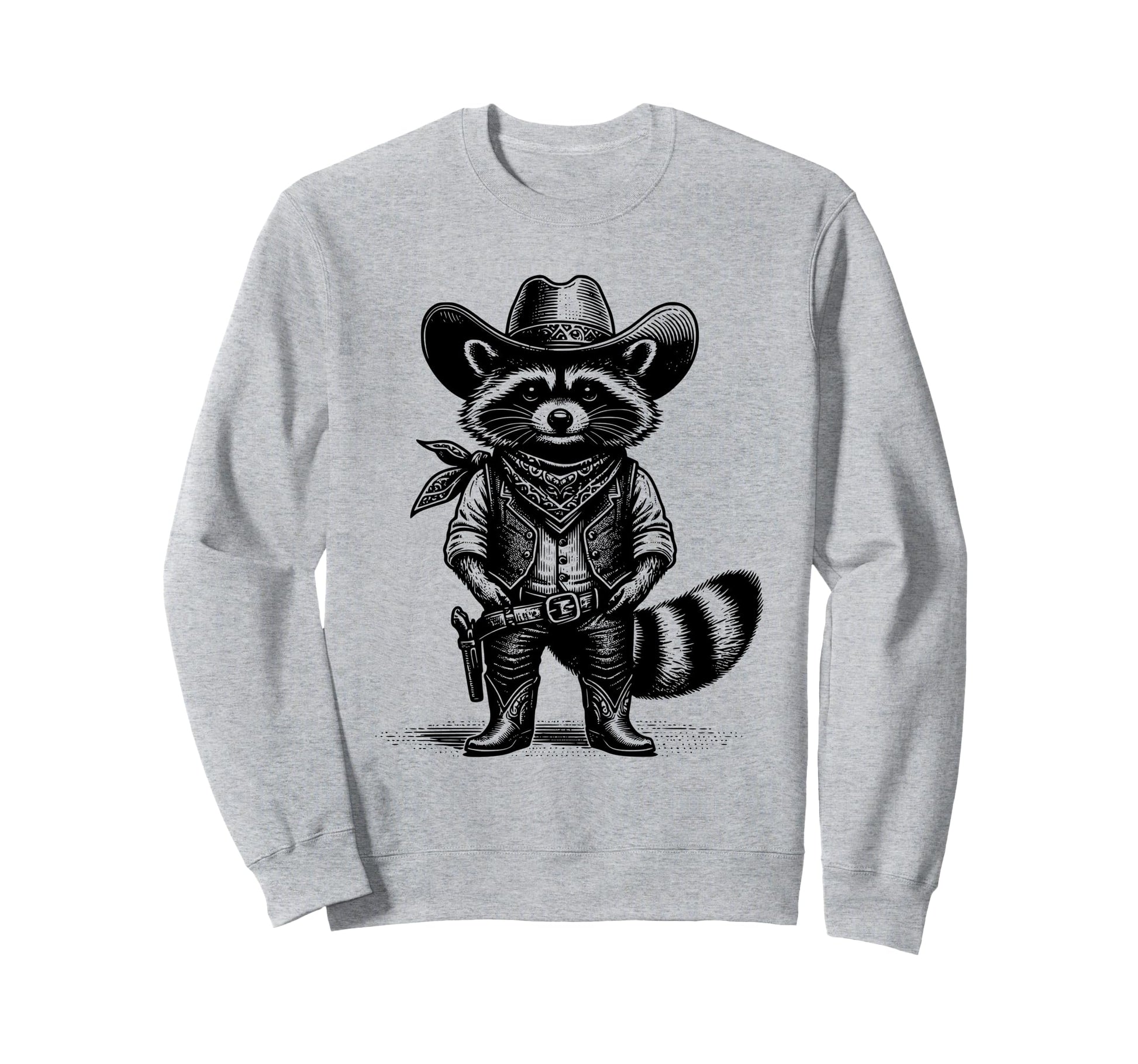 Raccoon Cowboy Cowgirl Trash Sweatshirt - Fun Novelty Design Men Women - T-Shirt, Sweatshirt, Hoodie