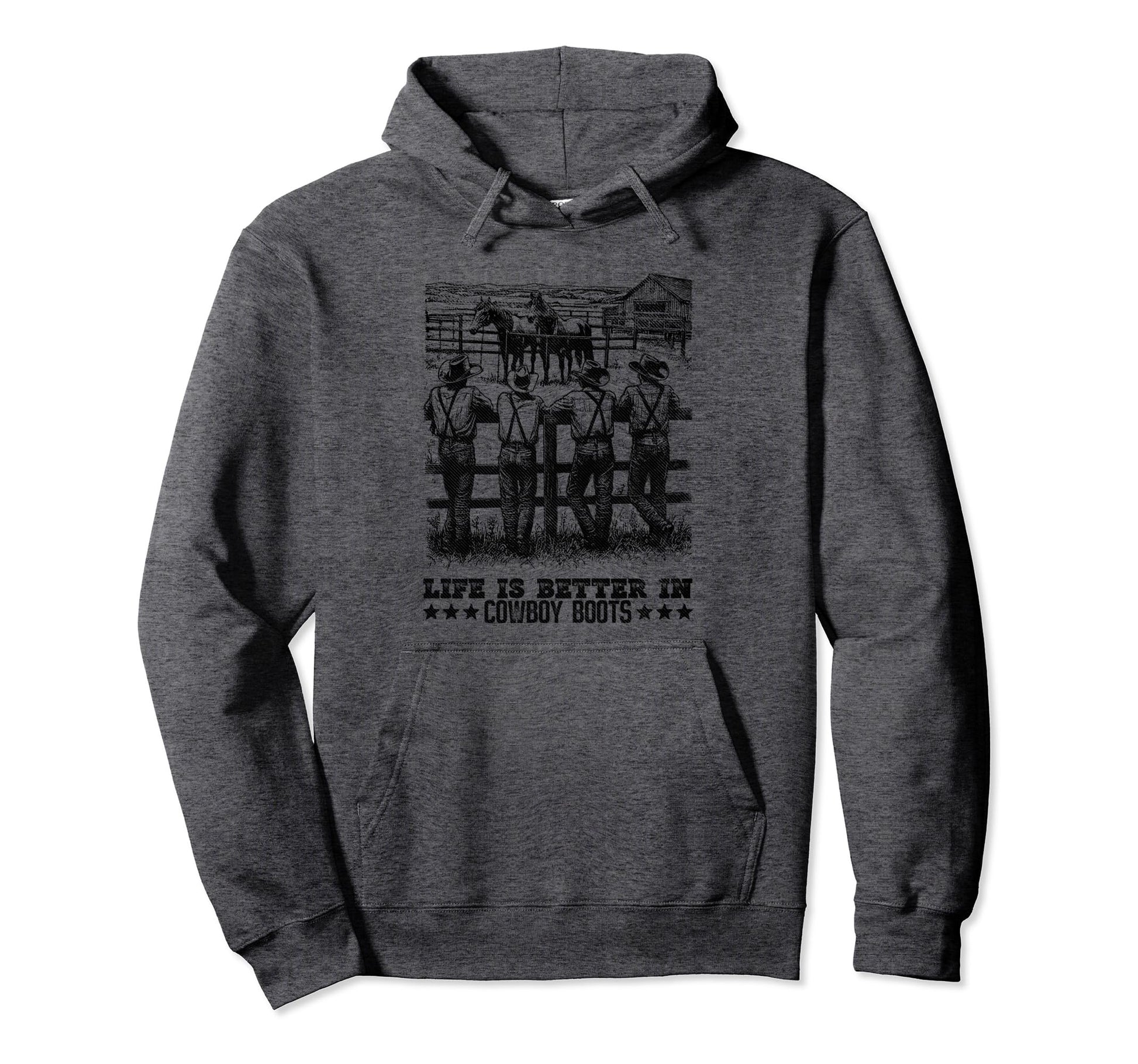Life Is Better Cowboy Boots Western Cowboy Hoodie - Graphic Print Men Women - T-Shirt, Sweatshirt, Hoodie