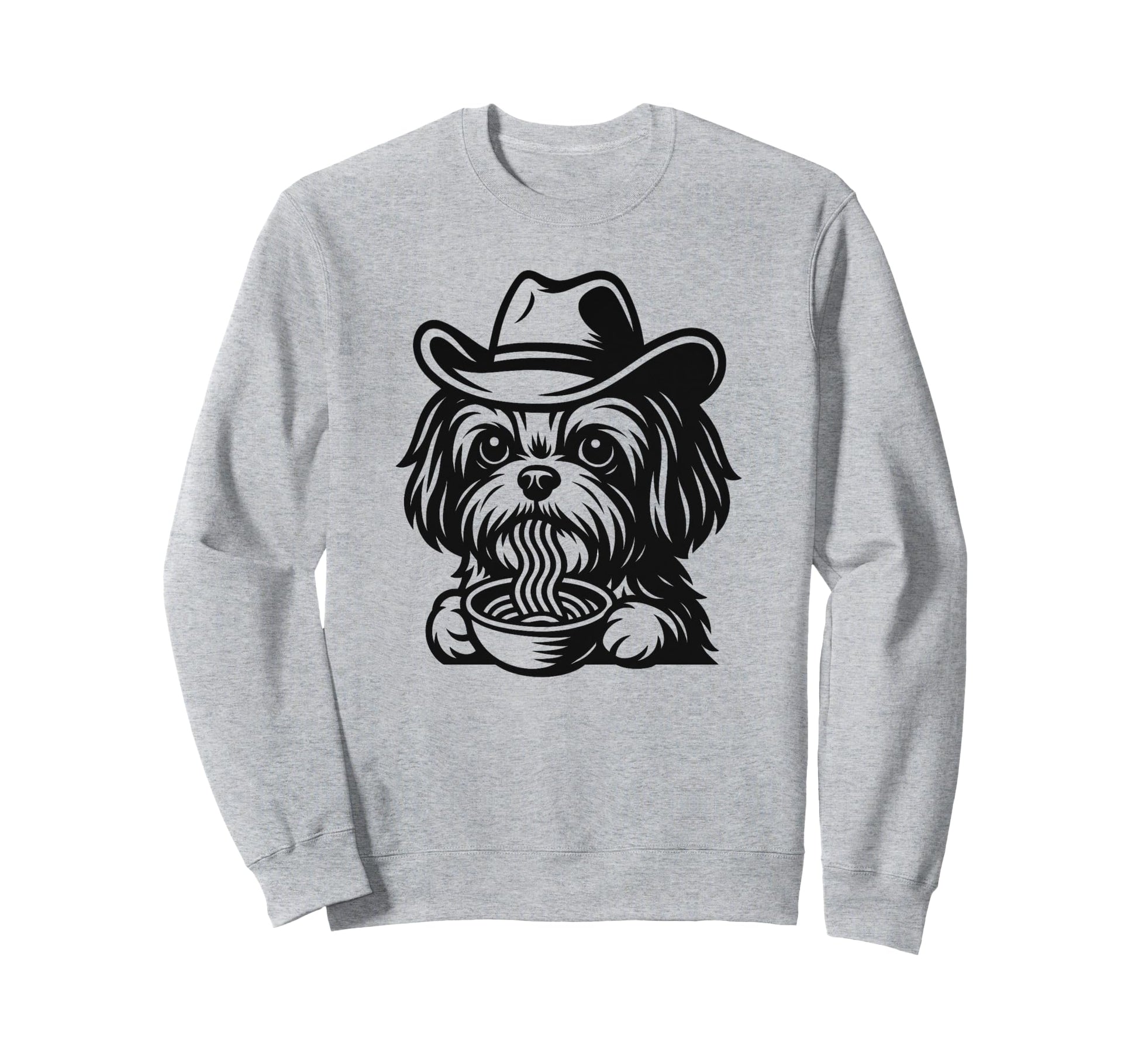 Shih Tzu Eating Ramen Noodles Sweatshirt - Graphic Print for Adults - T-Shirt, Sweatshirt, Hoodie