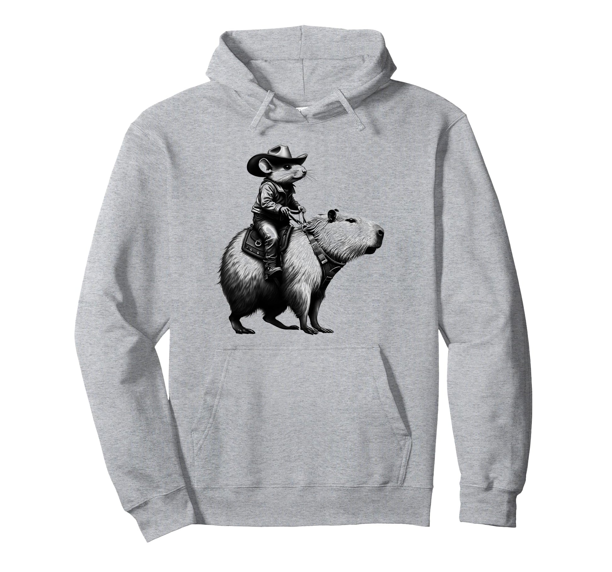 Mouse Sheriff Riding Capybara Western Hoodie - Graphic Print Unisex - T-Shirt, Sweatshirt, Hoodie
