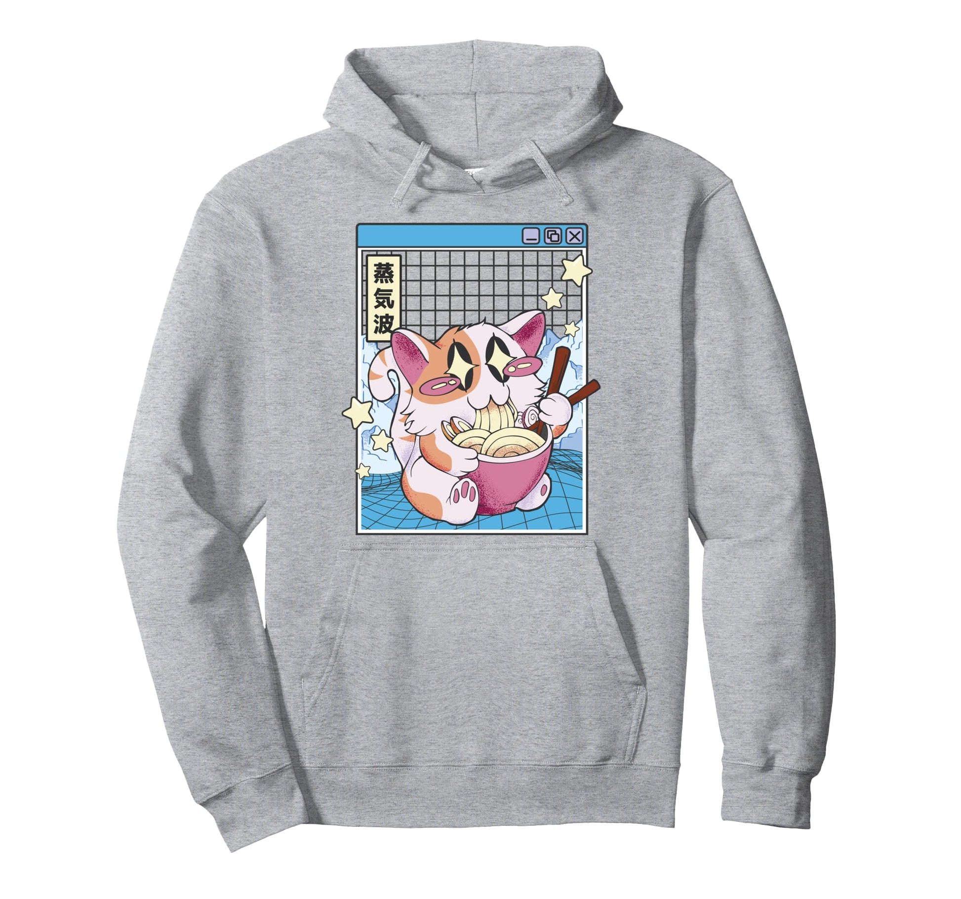 Cat Ramen Noodles Kawaii Vaporwave Hoodie - Minimalist Print for Adults - T-Shirt, Sweatshirt, Hoodie