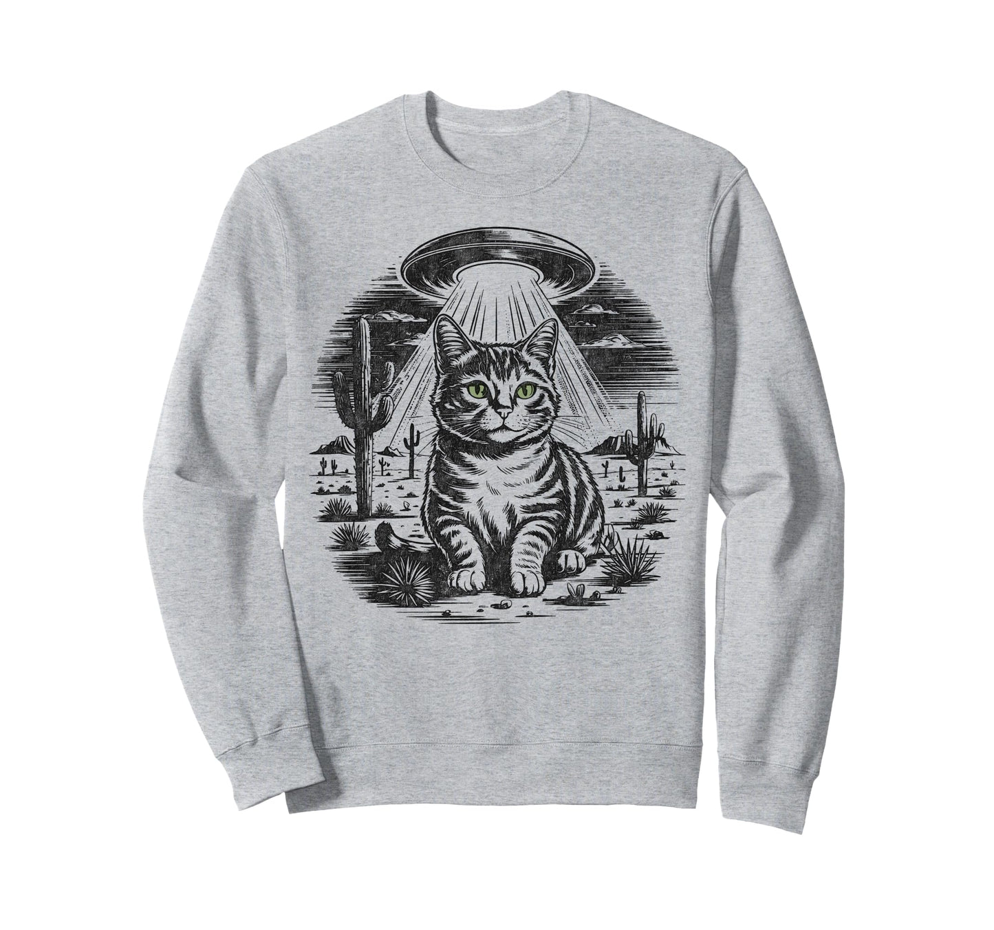 Funny Cat Western Ufo Cowboy Cat Sweatshirt - Custom Art Print for Adults - T-Shirt, Sweatshirt, Hoodie