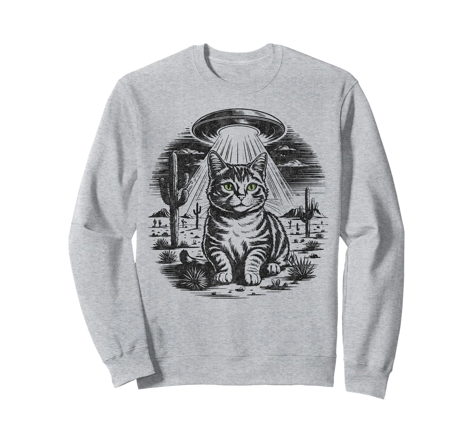 Funny Cat Western Ufo Cowboy Cat Sweatshirt - Custom Art Print for Adults - T-Shirt, Sweatshirt, Hoodie