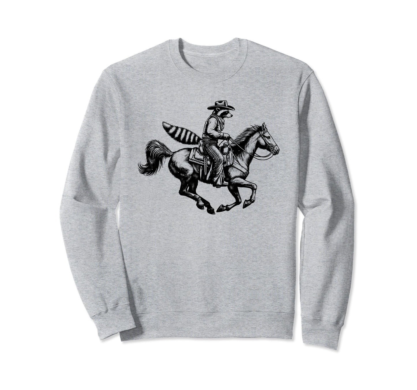 Cowboy Raccoon Riding Horse Sweatshirt - Custom Art Print Men Women - T-Shirt, Sweatshirt, Hoodie