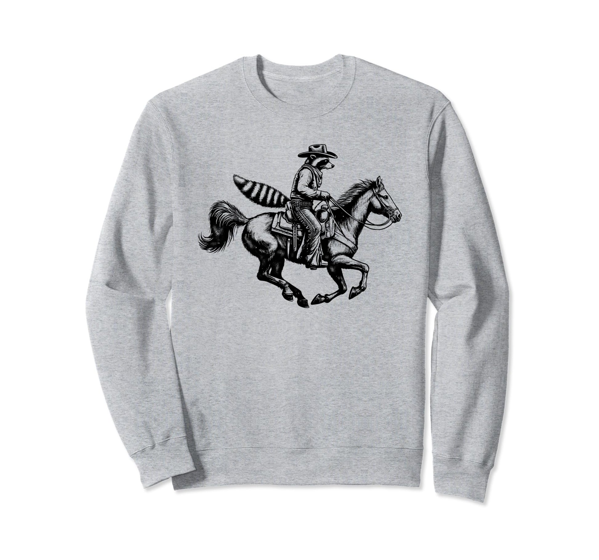 Cowboy Raccoon Riding Horse Sweatshirt - Custom Art Print Men Women - T-Shirt, Sweatshirt, Hoodie