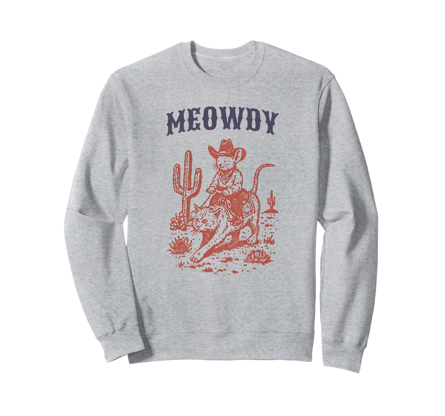 Cowboy Mouse Riding Cat Western Sweatshirt - Aesthetic Graphic for Adults - T-Shirt, Sweatshirt, Hoodie