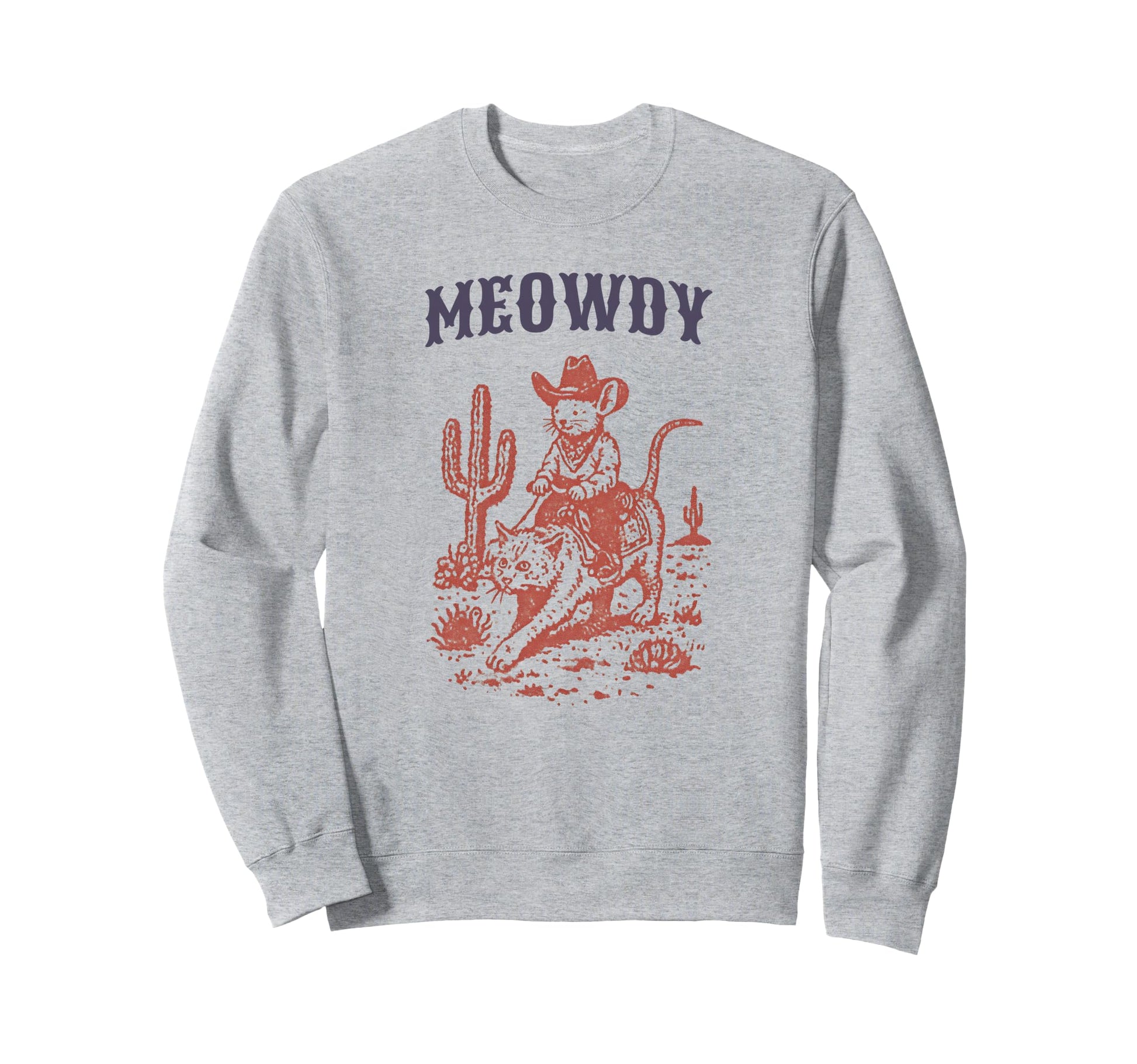 Cowboy Mouse Riding Cat Western Sweatshirt - Aesthetic Graphic for Adults - T-Shirt, Sweatshirt, Hoodie