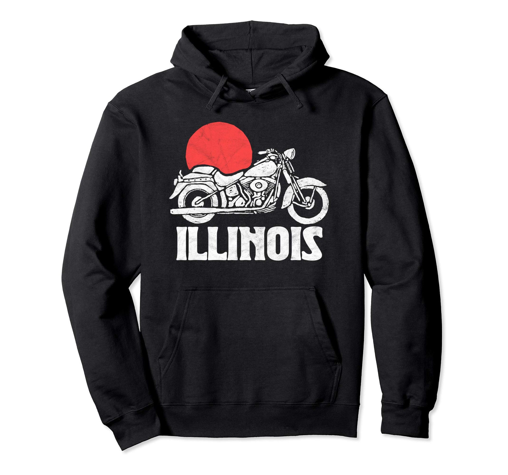 Illinois Motorcycle Sun Minimalist Hoodie - Aesthetic Graphic for Adults - T-Shirt, Sweatshirt, Hoodie