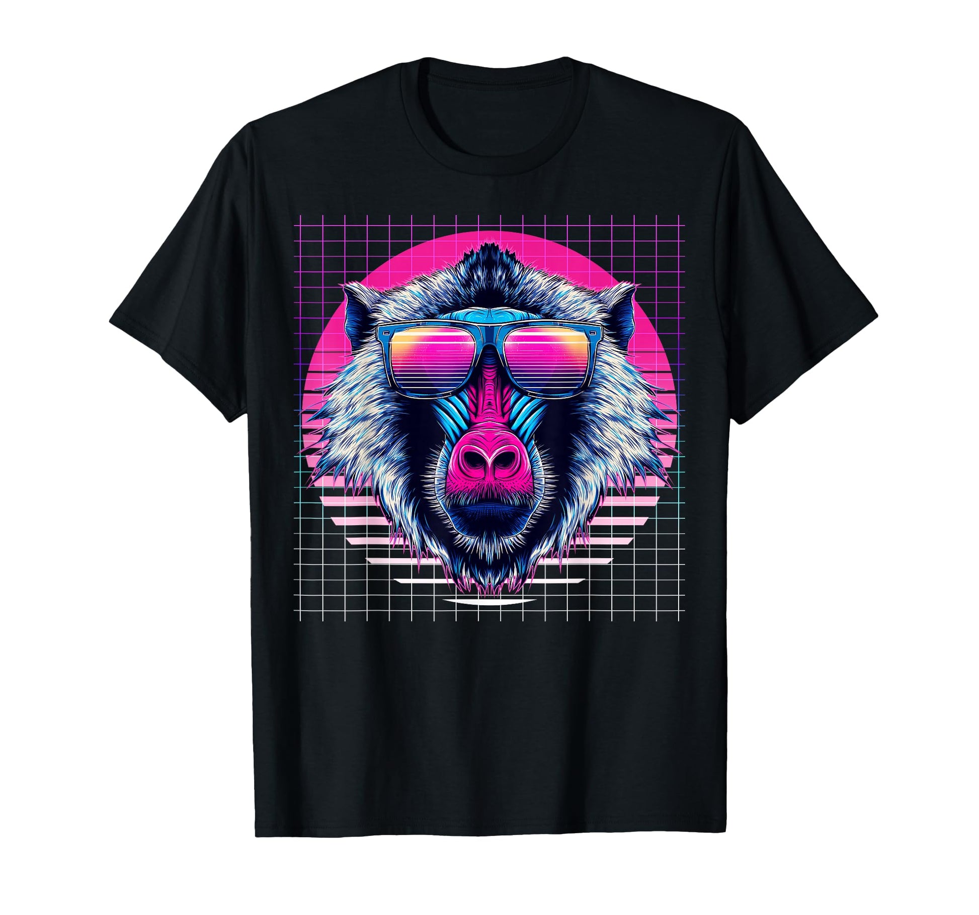 Baboon Sunglasses Monkey Vaporwave T-Shirt - Novelty Apparel Unisex - T-Shirt, Sweatshirt, Hoodie