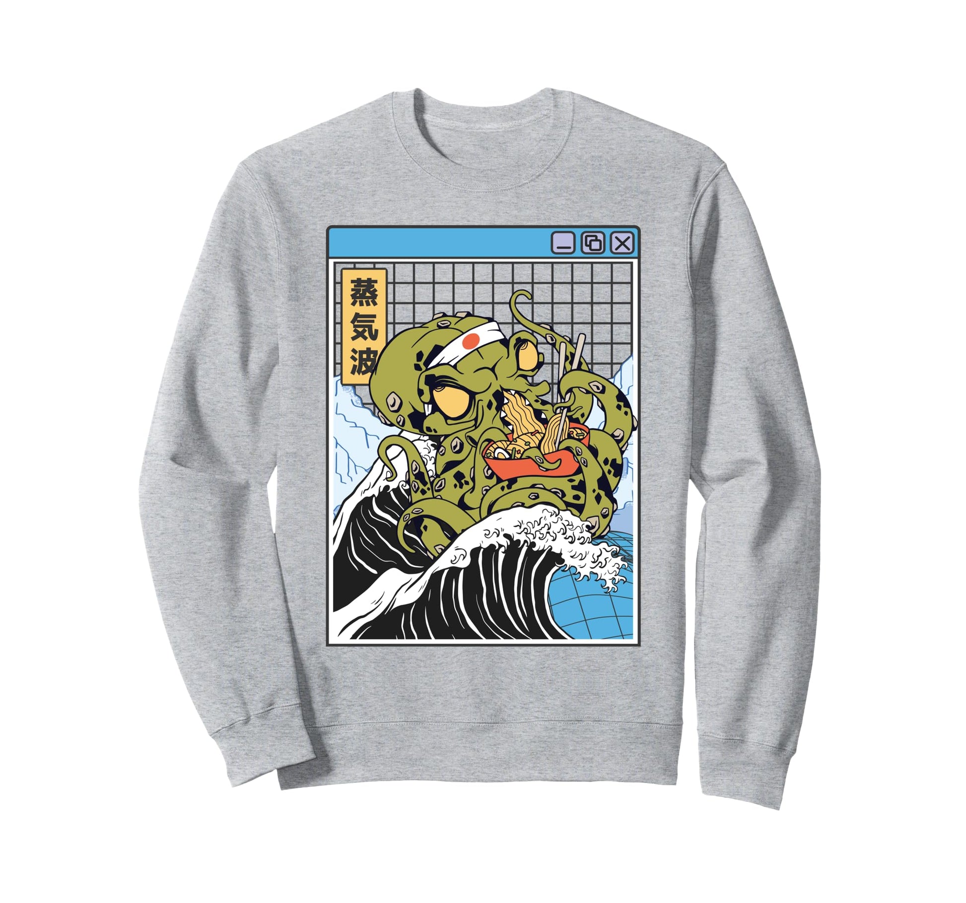 Kraken Eating Ramen Noodles Sweatshirt - Minimalist Print Men Women - T-Shirt, Sweatshirt, Hoodie