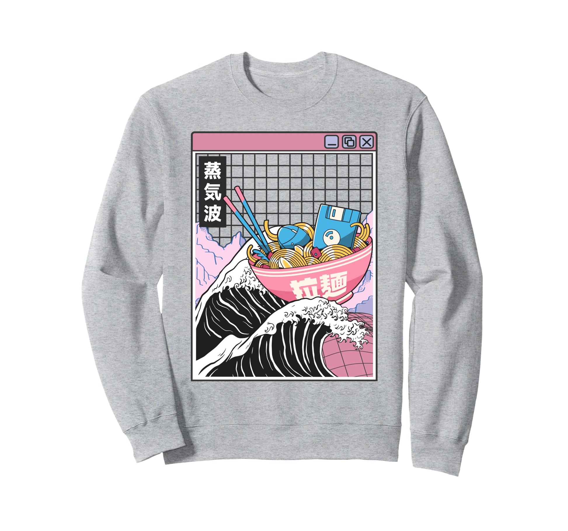 Digital Ramen Bowl Kanagawa Wave Sweatshirt - Aesthetic Graphic Unisex - T-Shirt, Sweatshirt, Hoodie