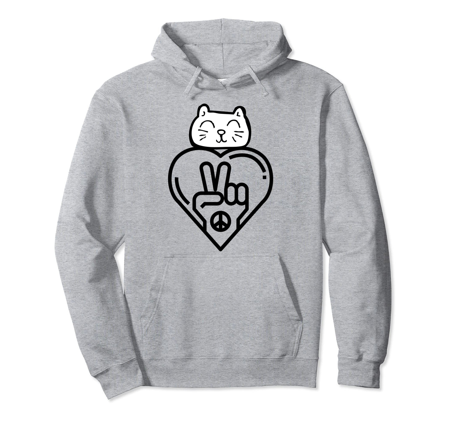 Cat Love And Peace Hoodie - Graphic Print Unisex - T-Shirt, Sweatshirt, Hoodie