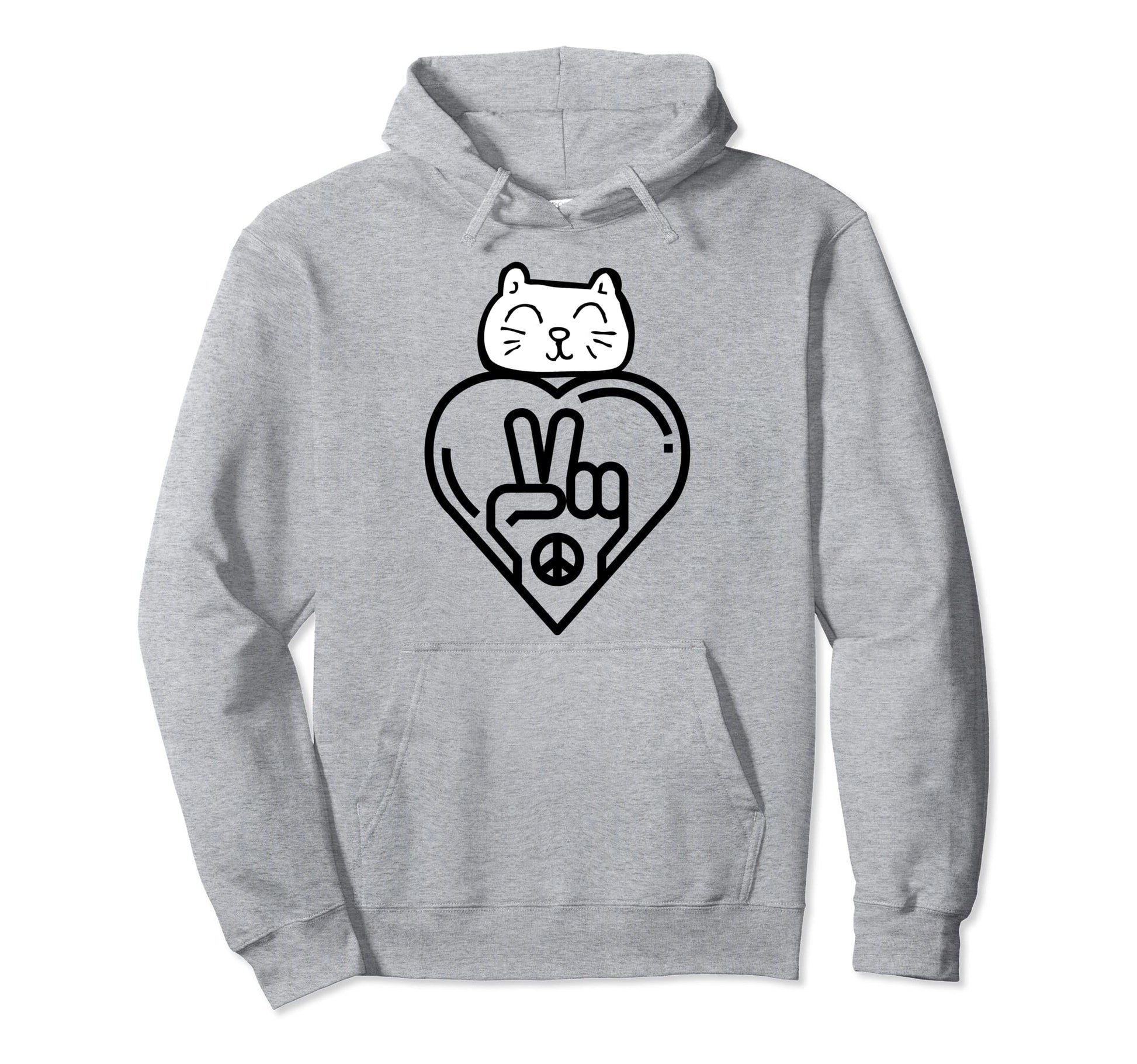 Cat Love And Peace Hoodie - Graphic Print Unisex - T-Shirt, Sweatshirt, Hoodie