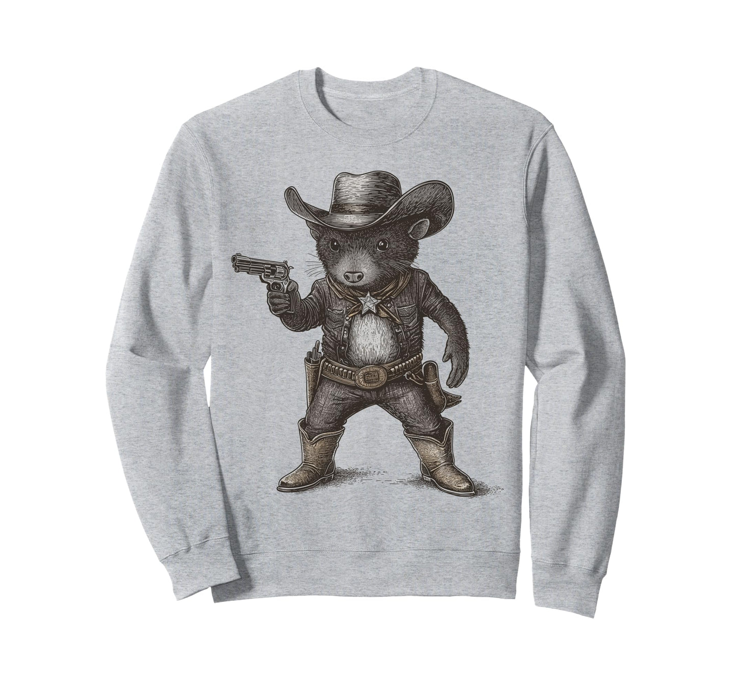 Opossum Cowboy Hat Funny Western Sweatshirt - Novelty Apparel Unisex - T-Shirt, Sweatshirt, Hoodie