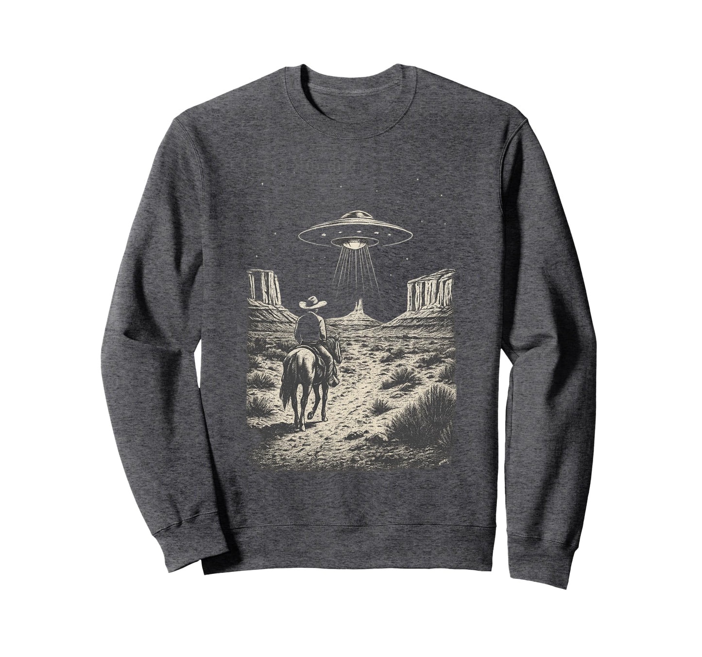 Cowboy Ufo Alien Encounter Horse Sweatshirt - Fun Novelty Design Unisex - T-Shirt, Sweatshirt, Hoodie