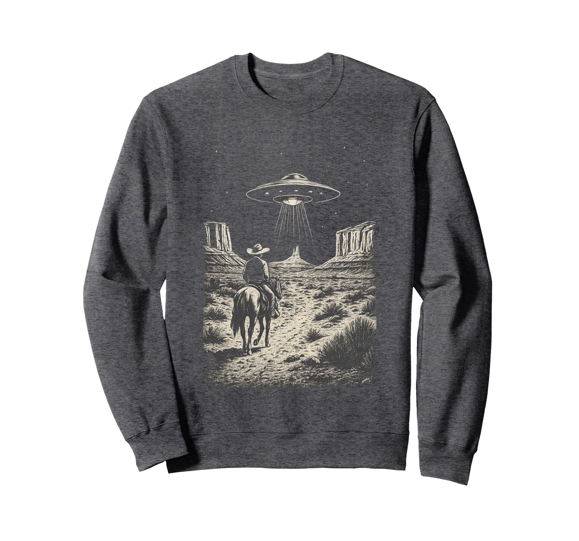 Cowboy Ufo Alien Encounter Horse Sweatshirt - Fun Novelty Design Unisex - T-Shirt, Sweatshirt, Hoodie