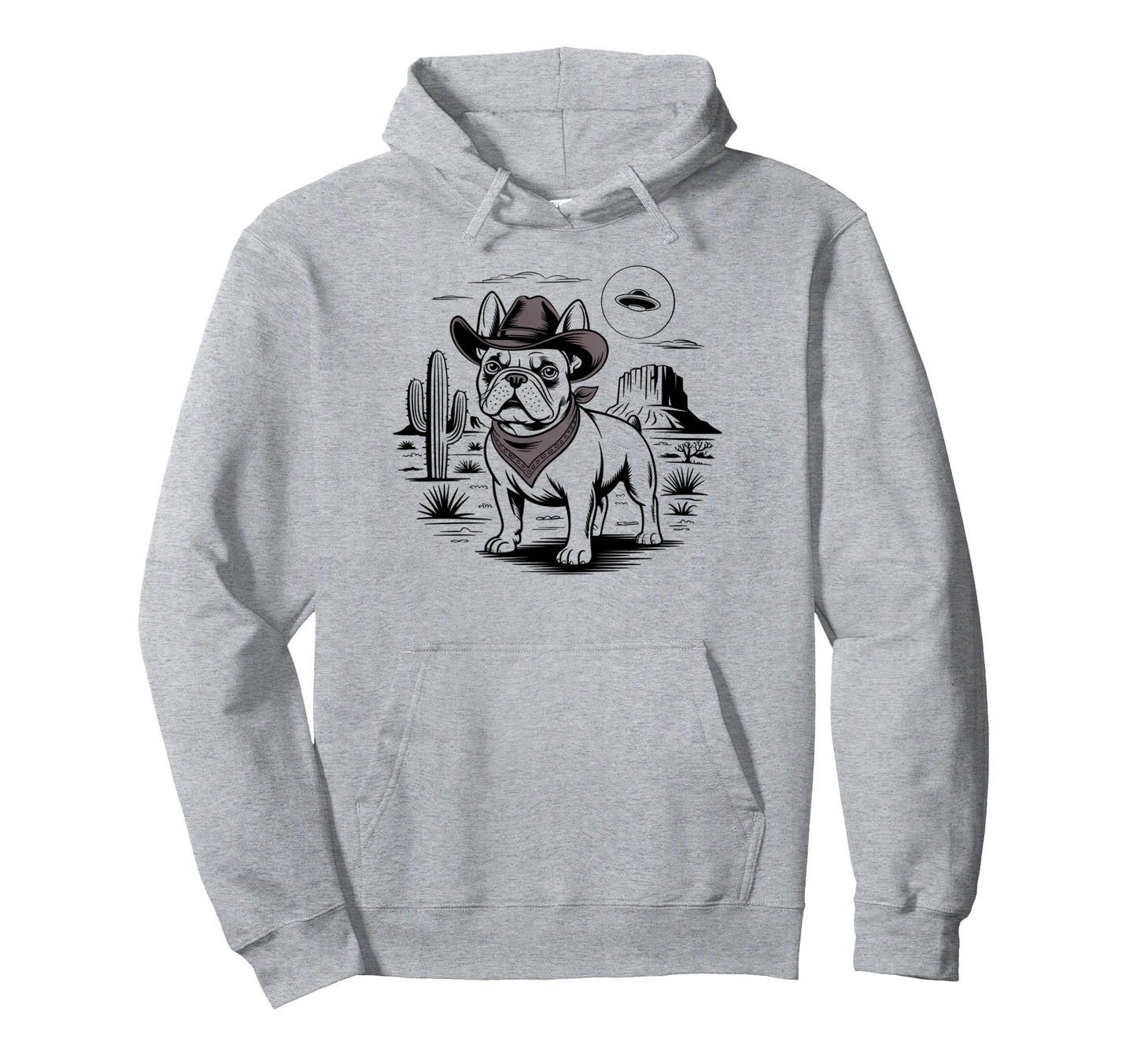 French Bulldog Ufo Western Cowboy Dog Hoodie - Casual Everyday Wear Unisex - T-Shirt, Sweatshirt, Hoodie