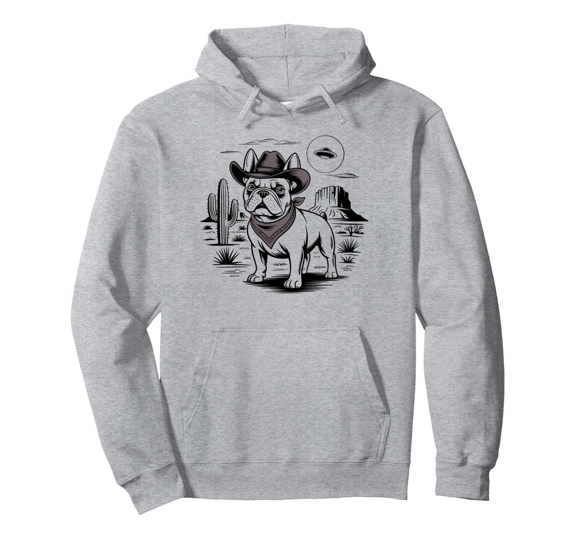 French Bulldog Ufo Western Cowboy Dog Hoodie - Casual Everyday Wear Unisex - T-Shirt, Sweatshirt, Hoodie