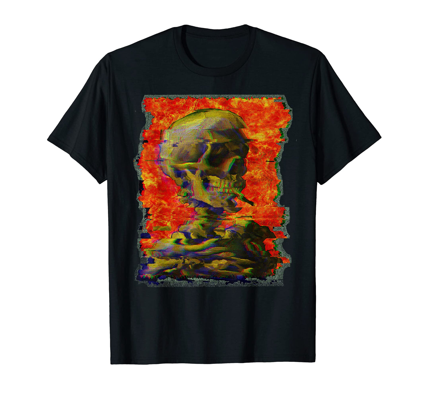 Van Gogh Skull Skeleton Lofi Glitch T-Shirt - Graphic Print for Adults - T-Shirt, Sweatshirt, Hoodie