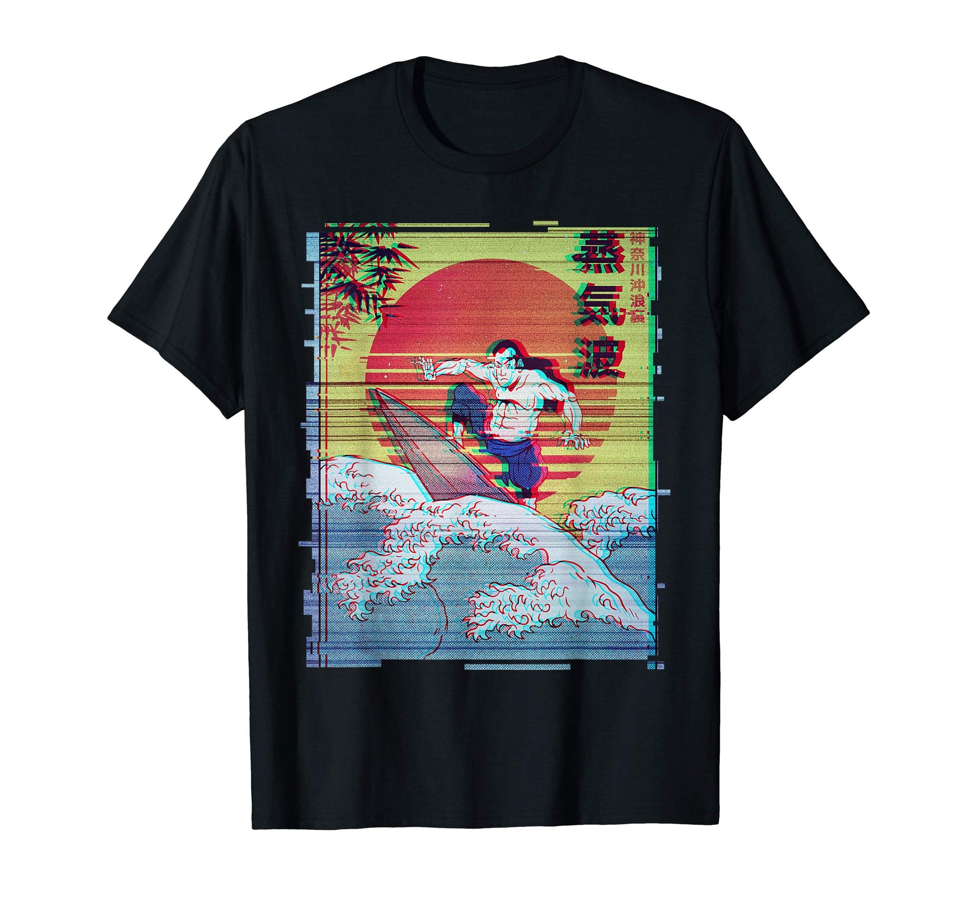 Japan Samurai Surfer Vaporwave T-Shirt - Aesthetic Graphic for Adults - T-Shirt, Sweatshirt, Hoodie