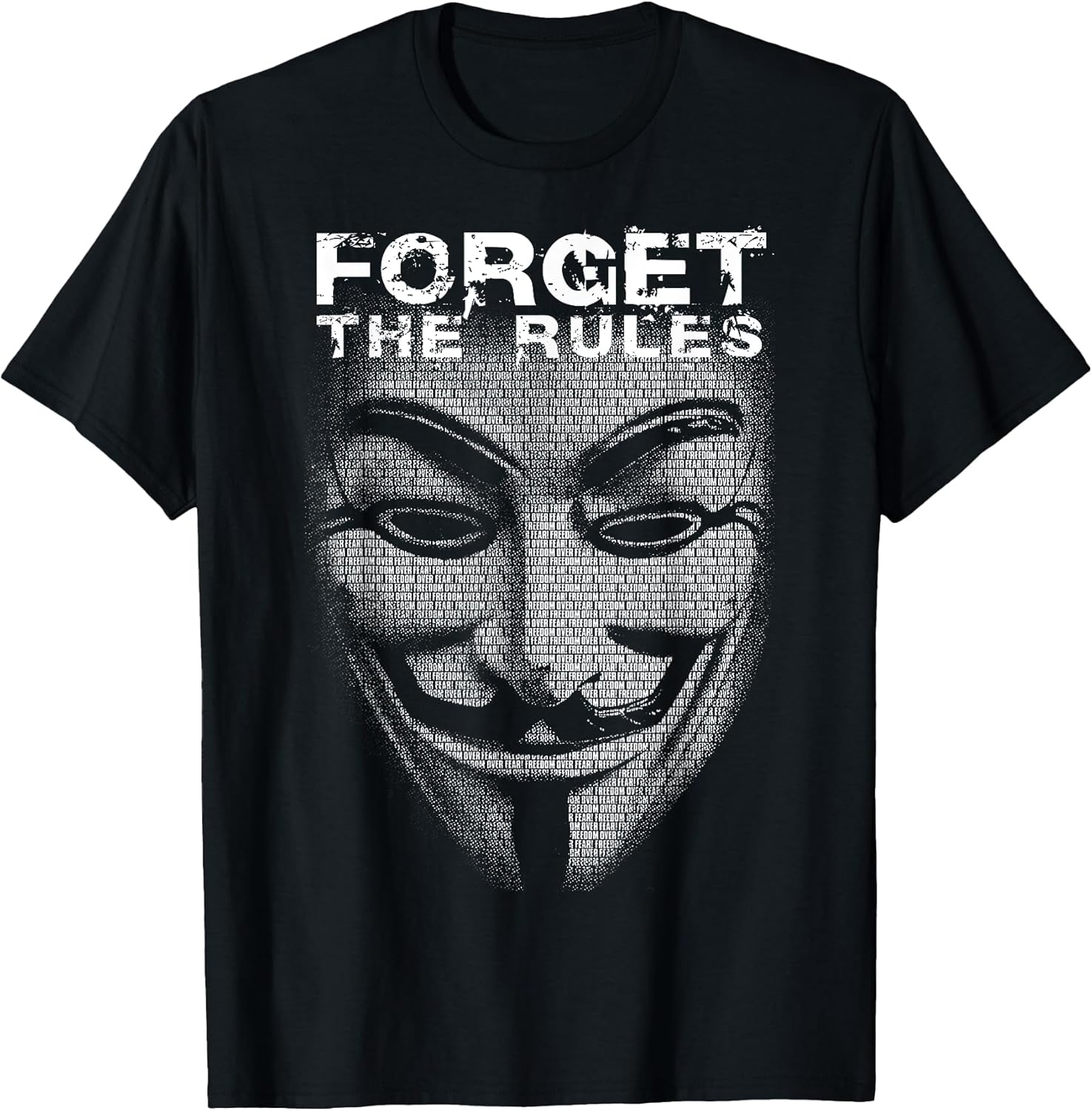 Hacker Mask Picture From Words Freedom Over Fear - Adult & Kids T-Shirts, Sweatshirts & Hoodies apparel design preview 1
