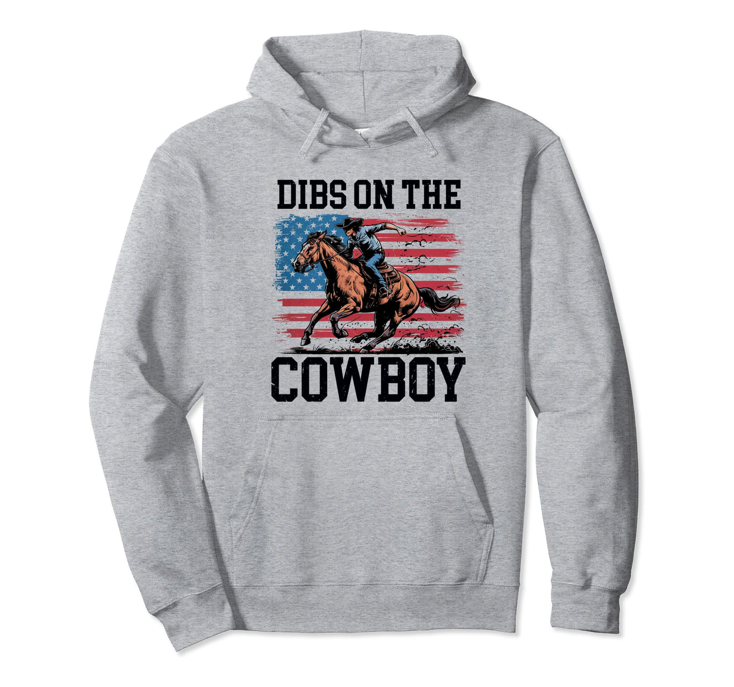 Dibs Cowboy Riding Horse Usa Flag Hoodie - Trendy Graphic for Adults - T-Shirt, Sweatshirt, Hoodie