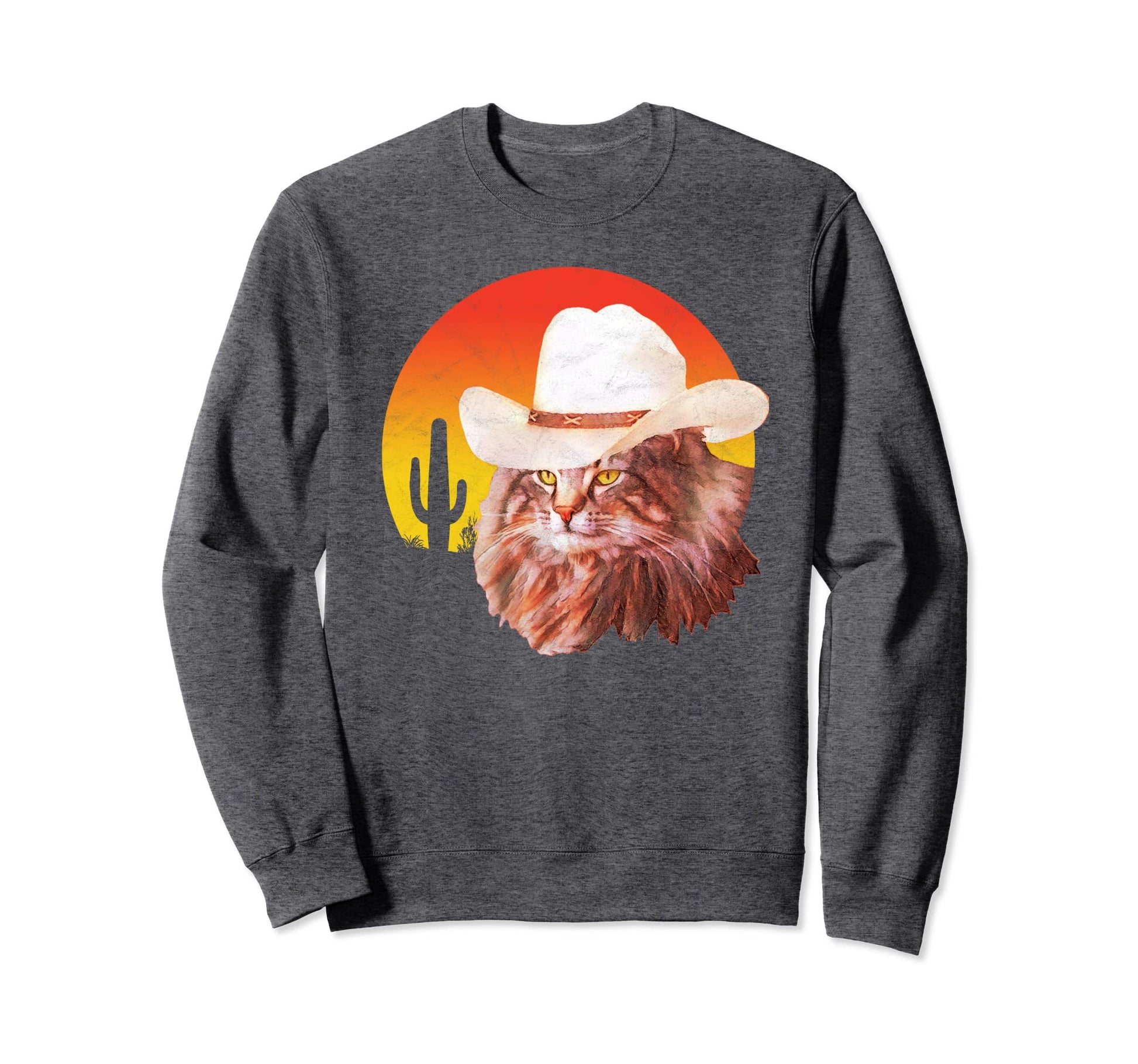 Meowdy Funny Country Music Cat Cowboy Hat Sweatshirt - Graphic Print Unisex - T-Shirt, Sweatshirt, Hoodie