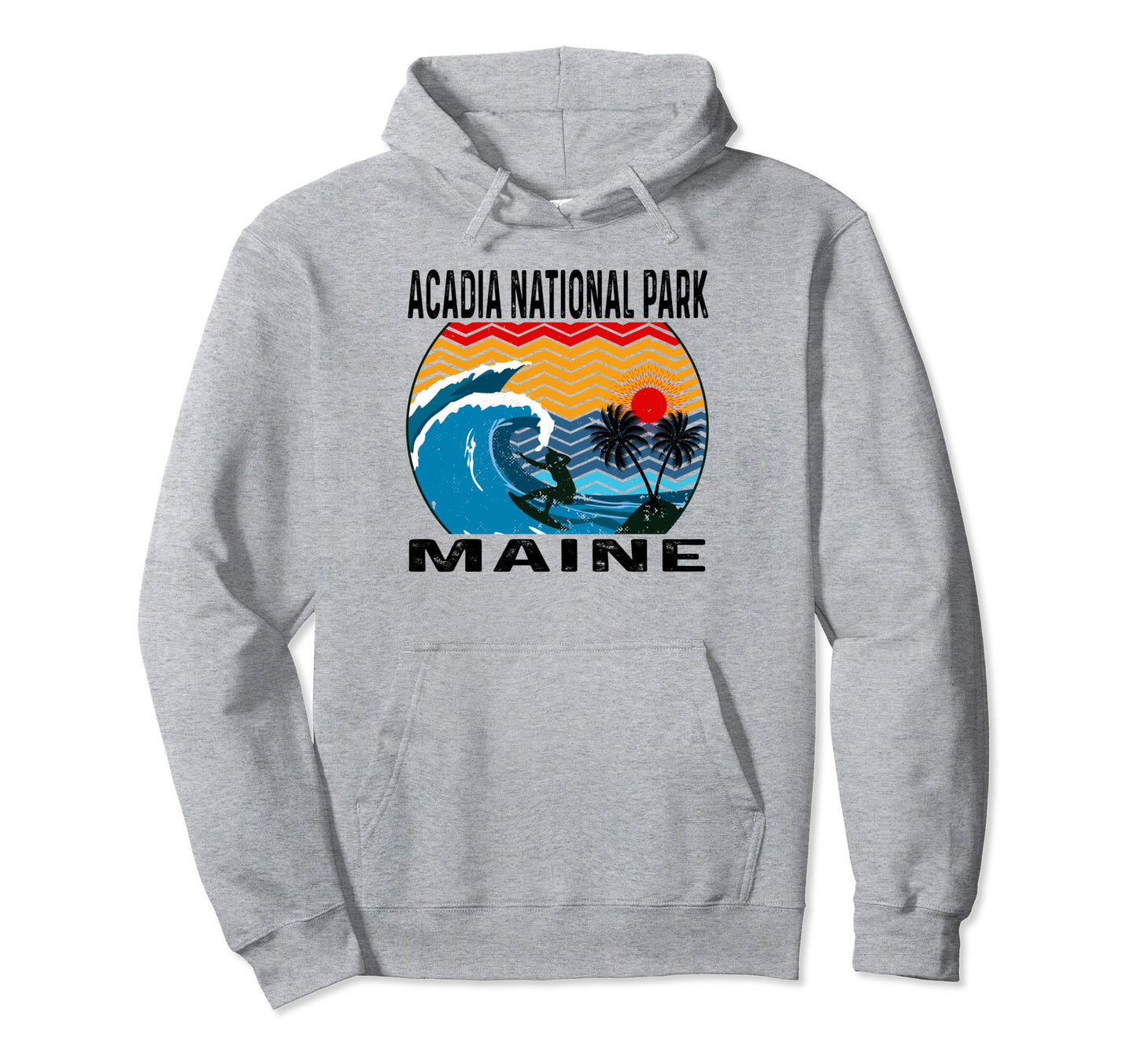 Acadia National Park Maine Surfing Hoodie - Unique Graphic for Adults - T-Shirt, Sweatshirt, Hoodie