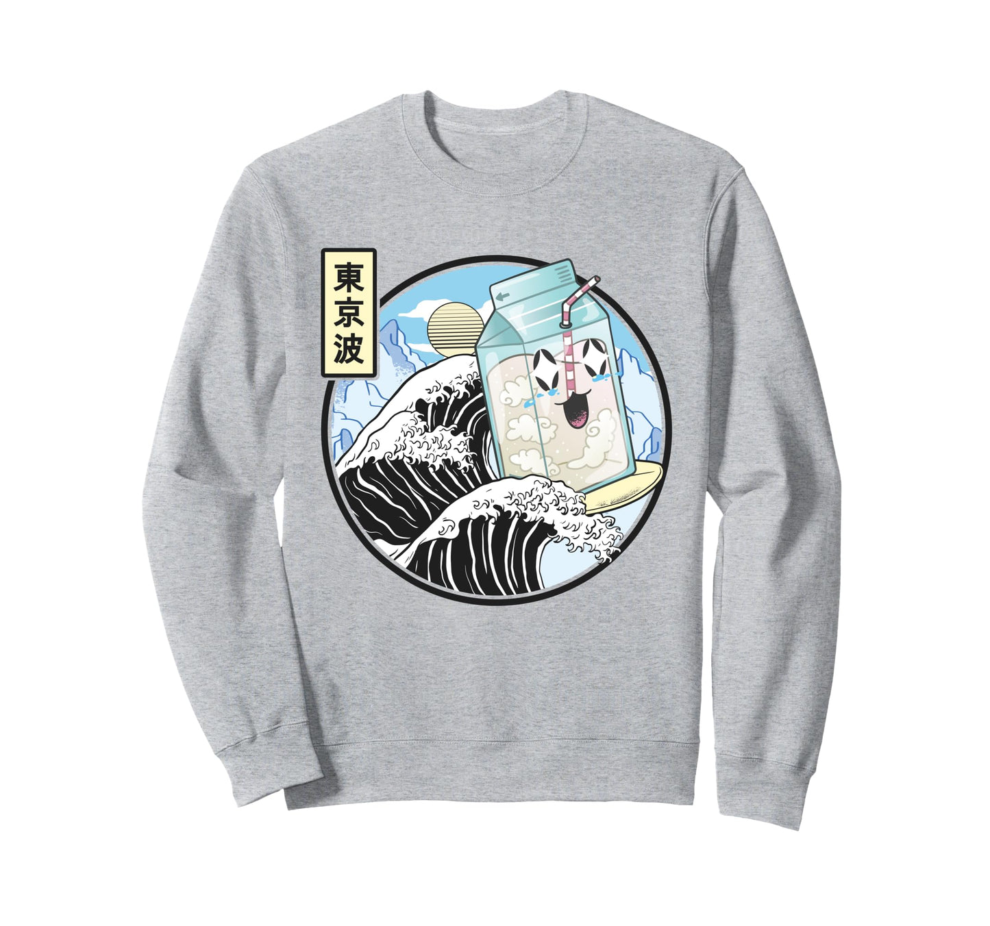 Surfing Milk Carton Kanagawa Wave Sweatshirt - Aesthetic Graphic Men Women - T-Shirt, Sweatshirt, Hoodie