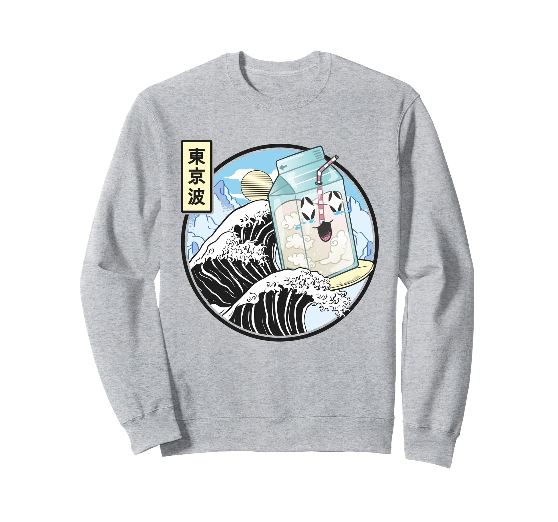 Surfing Milk Carton Kanagawa Wave Sweatshirt - Aesthetic Graphic Men Women - T-Shirt, Sweatshirt, Hoodie